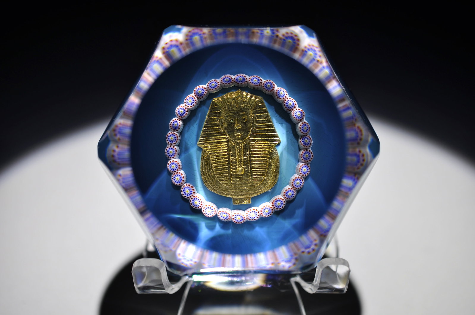 St. Louis 1979 King Tut Paperweight: Attributed Brand: Cristal de France, St. Louis Period: