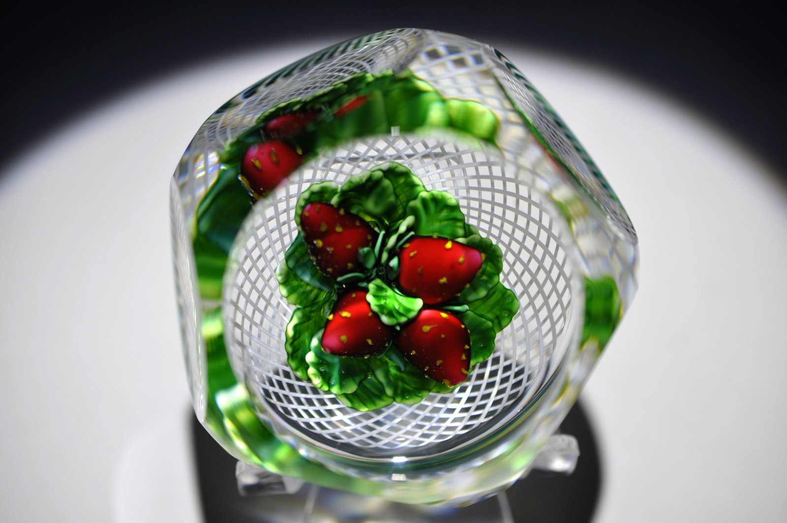 St. Louis 1982 Strawberry Paperweight: Attributed Brand: Cristal de France, St. Louis Period