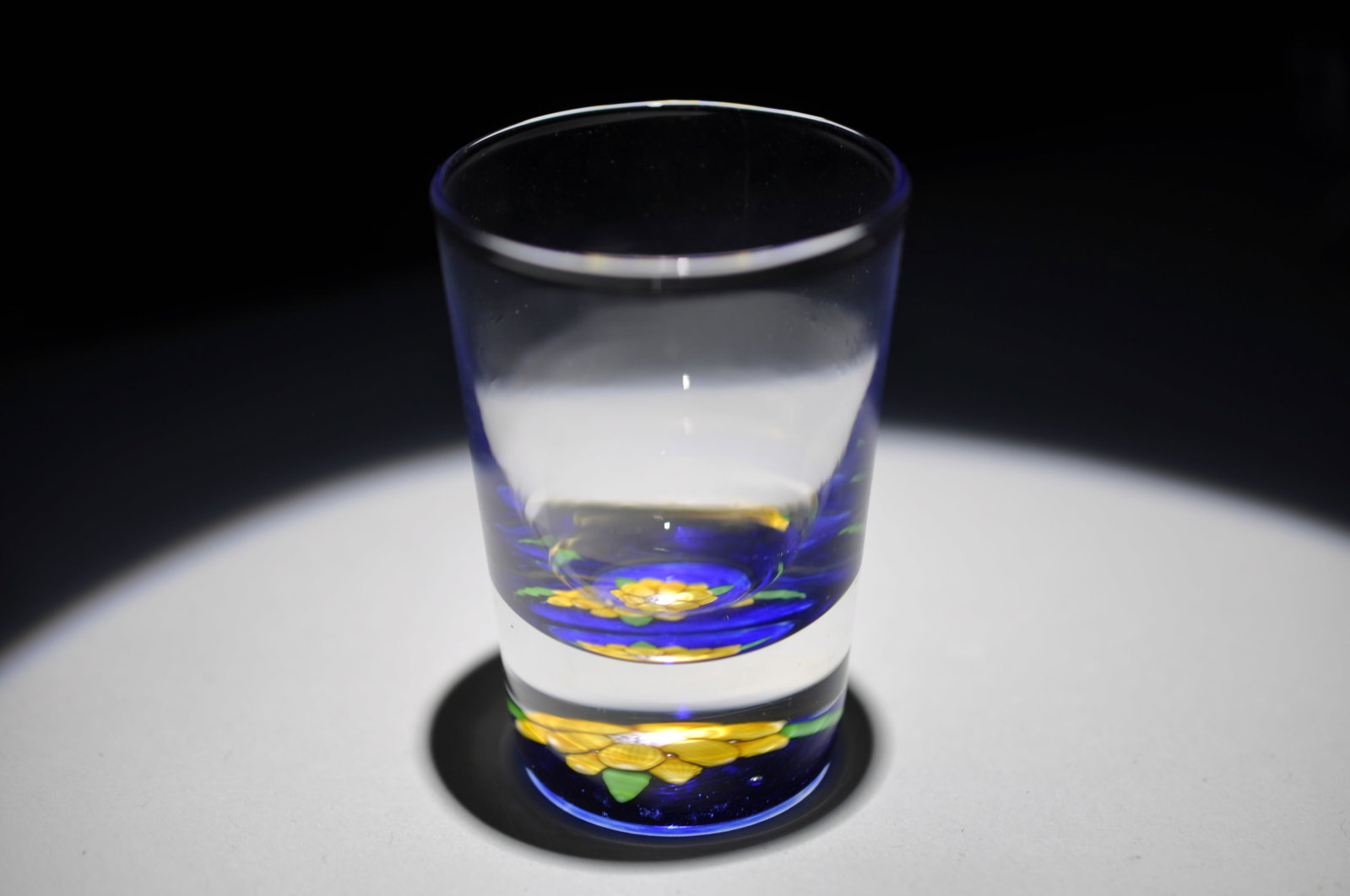 Perthshire 1988 Floral Shot Glass: Attributed Brand: Perthshire, Crieff Scotland Period: