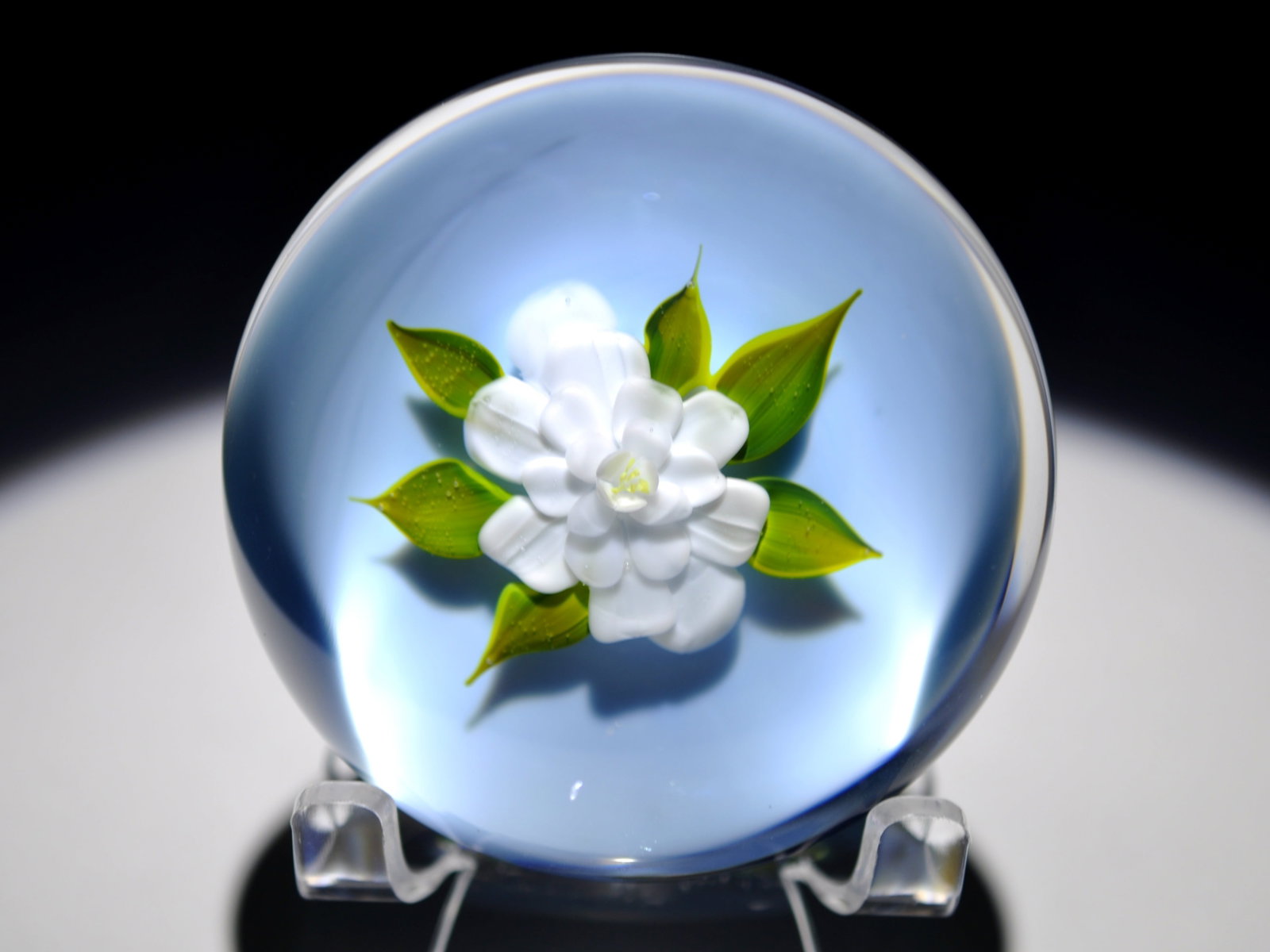 Selkirk Floral Lampwork Weight: Attributed Brand: Selkirk Period: 19th Century Style: Lampwork Base: Clear Diameter: 2.87 in. x 1.94 in. Weight: 0.88 lb Condition: No visible Flaws Additional Information: A central white lampwork