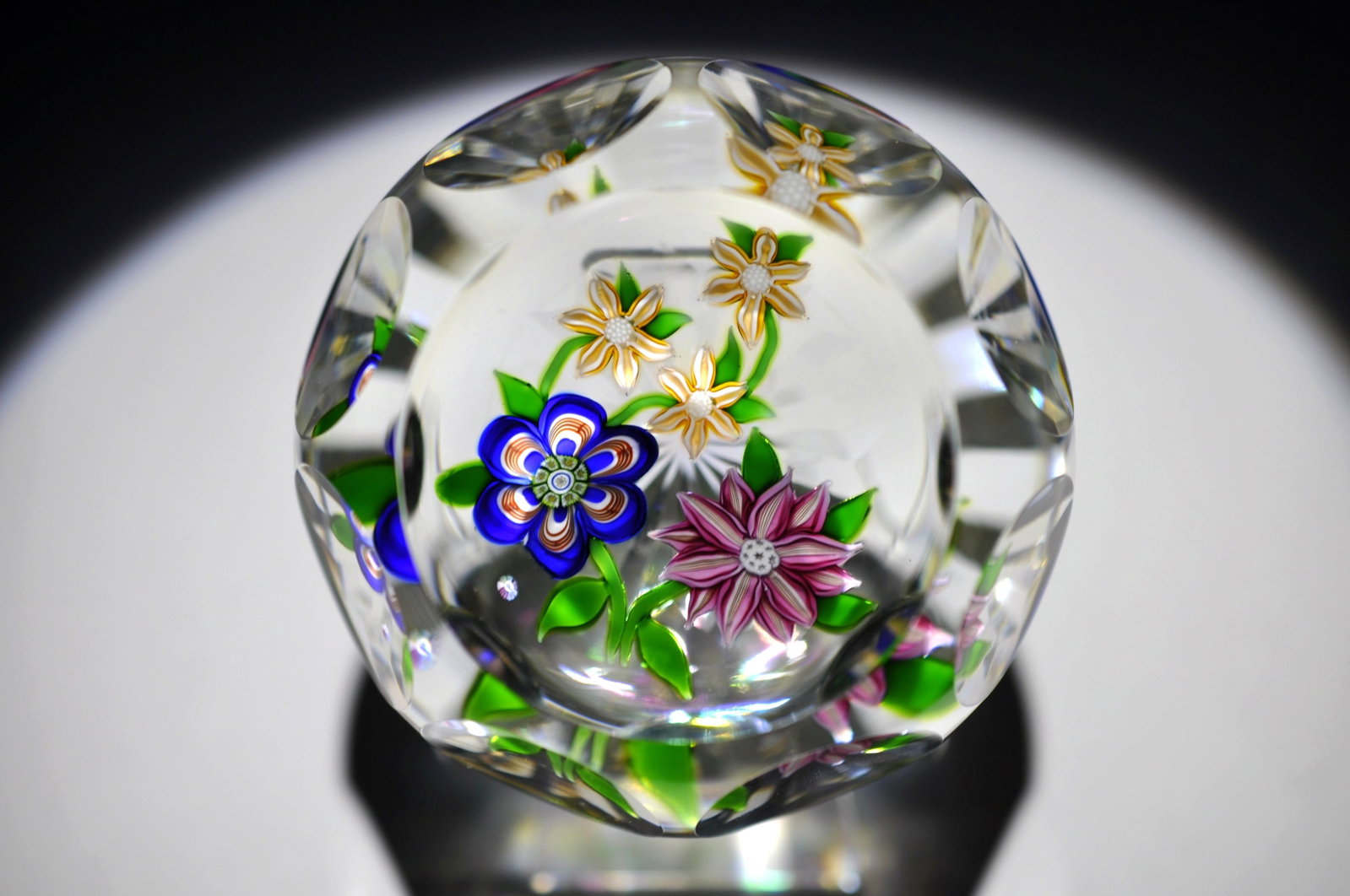 Perthshire Faceted Floral Paperweight: Attributed Brand: Perthshire, Crieff Scotland Period: