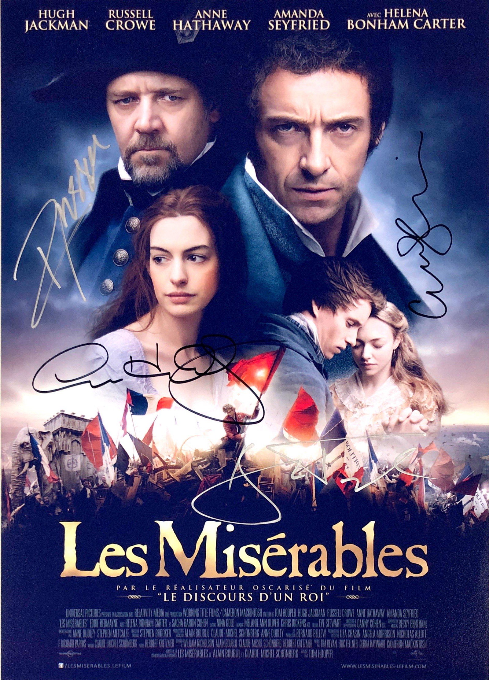 Hugh Jackman Autograph Signed Les Miserables Photo: Category: Autograph Photo CollectiblesSize: Width 8 inches x Height 10 inchesAutograph Includes: Hugh Jackman, Russell Crowe, Anne Hathaway, Amanda SeyfriedItem is in great condition with no damage, u