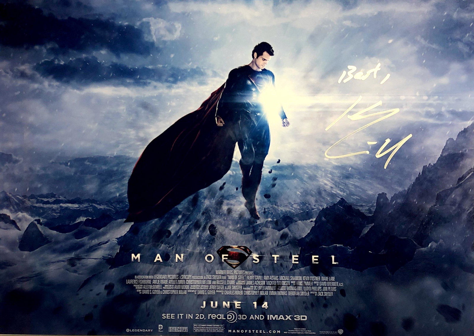 Henry Cavill Autograph Signed Superman Man of Steel: Category: Autograph Photo CollectiblesSize: Width 8 inches x Height 10 inchesAutograph Includes: Henry CavillItem is in great condition with no damage, unframedIf image of documentation is not attache