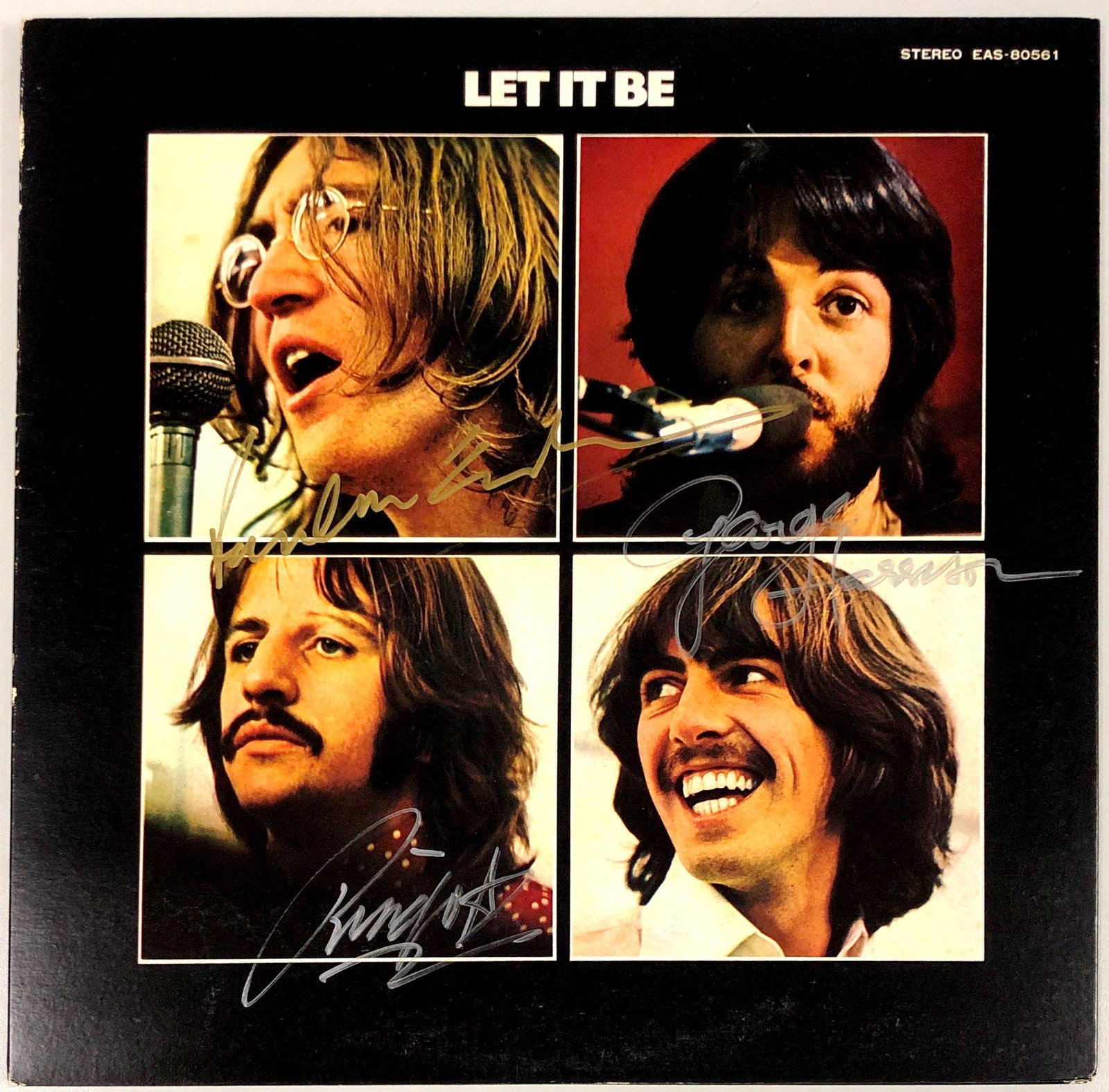 George Harrison Autographed Signed Beatles Let It Be: Category: Autograph CollectiblesSize: Width 12 inches x Height 12 inchesAutograph Includes: Ringo Star, Paul McCartney, George HarrisonIf image of documentation is attached in the listing, the lot is 