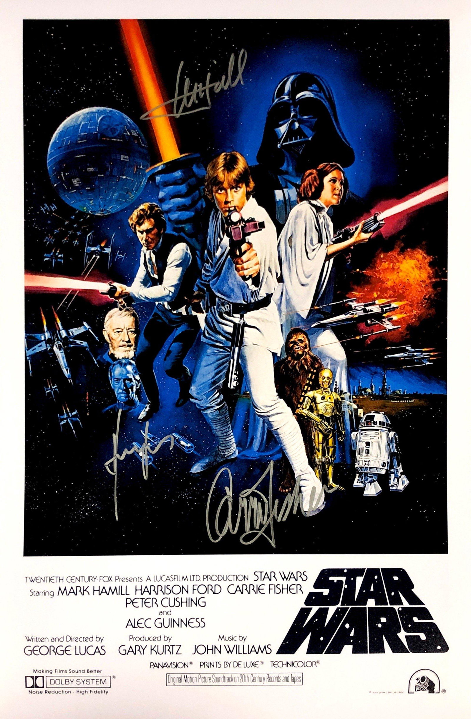 Harrison Ford Mark Hamill Autograph Signed Star Wars: Category: Autograph CollectiblesSize: Width 16 inches x Height 11 inchesAutograph Includes: Mark Hamill, Harrison Ford, Carrie FisherItem is in great condition with no damage, unframedIf image of docu