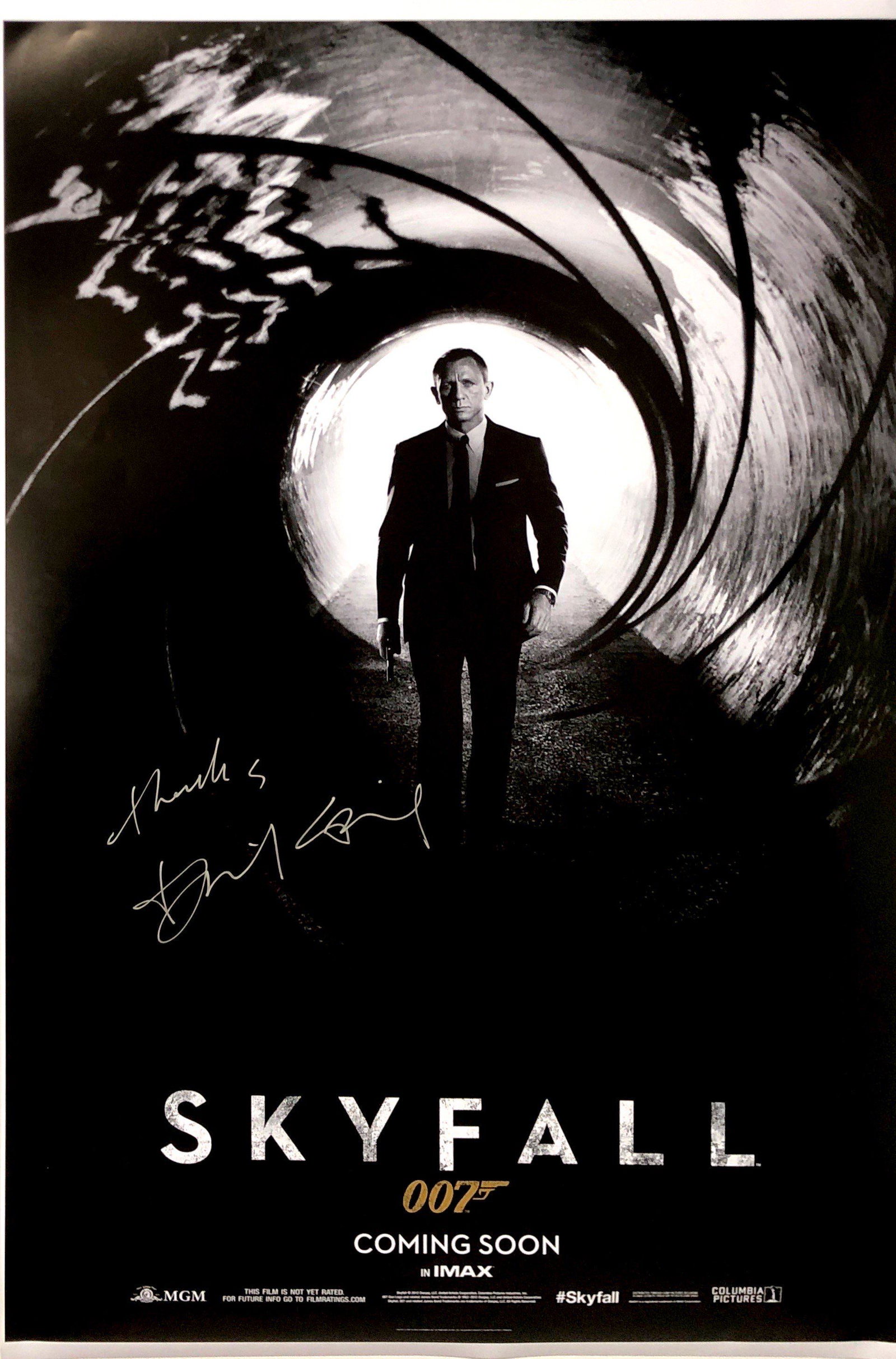 Daniel Craig Autograph Signed James Bond 007 Skyfall: Category: Autograph CollectiblesSize: Width 24 inches x Height 36 inchesAutograph Includes: Daniel CraigItem is in great condition with no damage, unframedIf image of documentation is attached in the