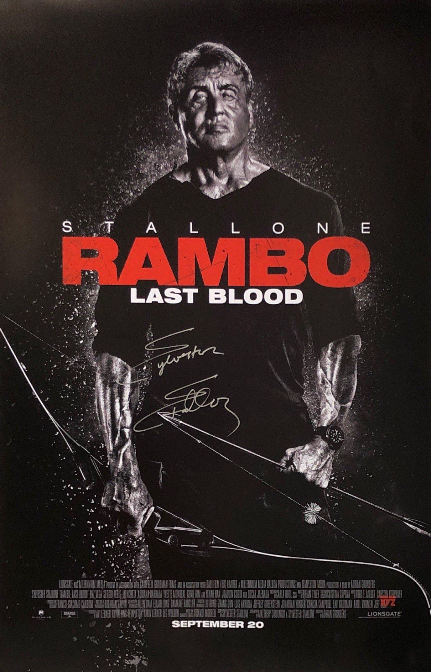 Sylvester Stallone Autograph Signed Rambo Poster: Category: Autograph CollectiblesSize: Width 24 inches x Height 36 inchesAutograph Includes: Sylvester StalloneItem is in great condition with no damage, unframedIf image of documentation is attached i
