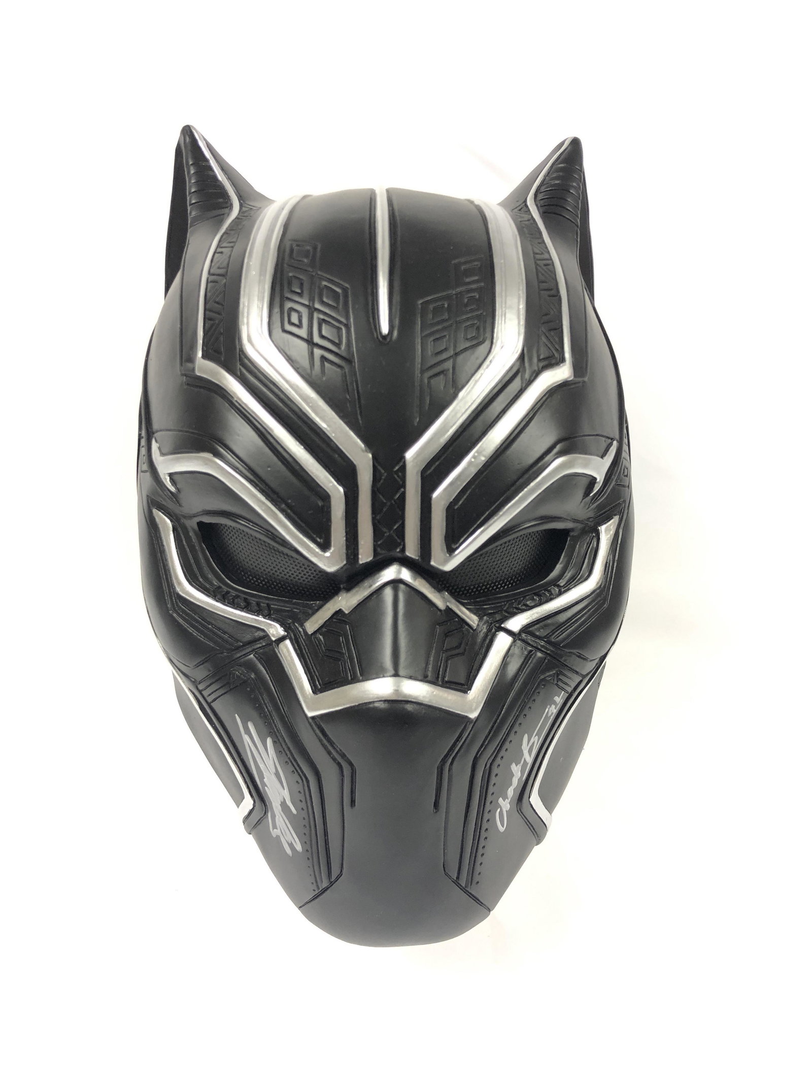 Chadwick Boseman Autograph Signed Black Panther Mask: Category: Autograph CollectiblesAutograph Includes: Chadwick Boseman, Stan LeeItem is in great condition with no damage, unframedIf image of documentation is attached in the listing, the lot is sold w