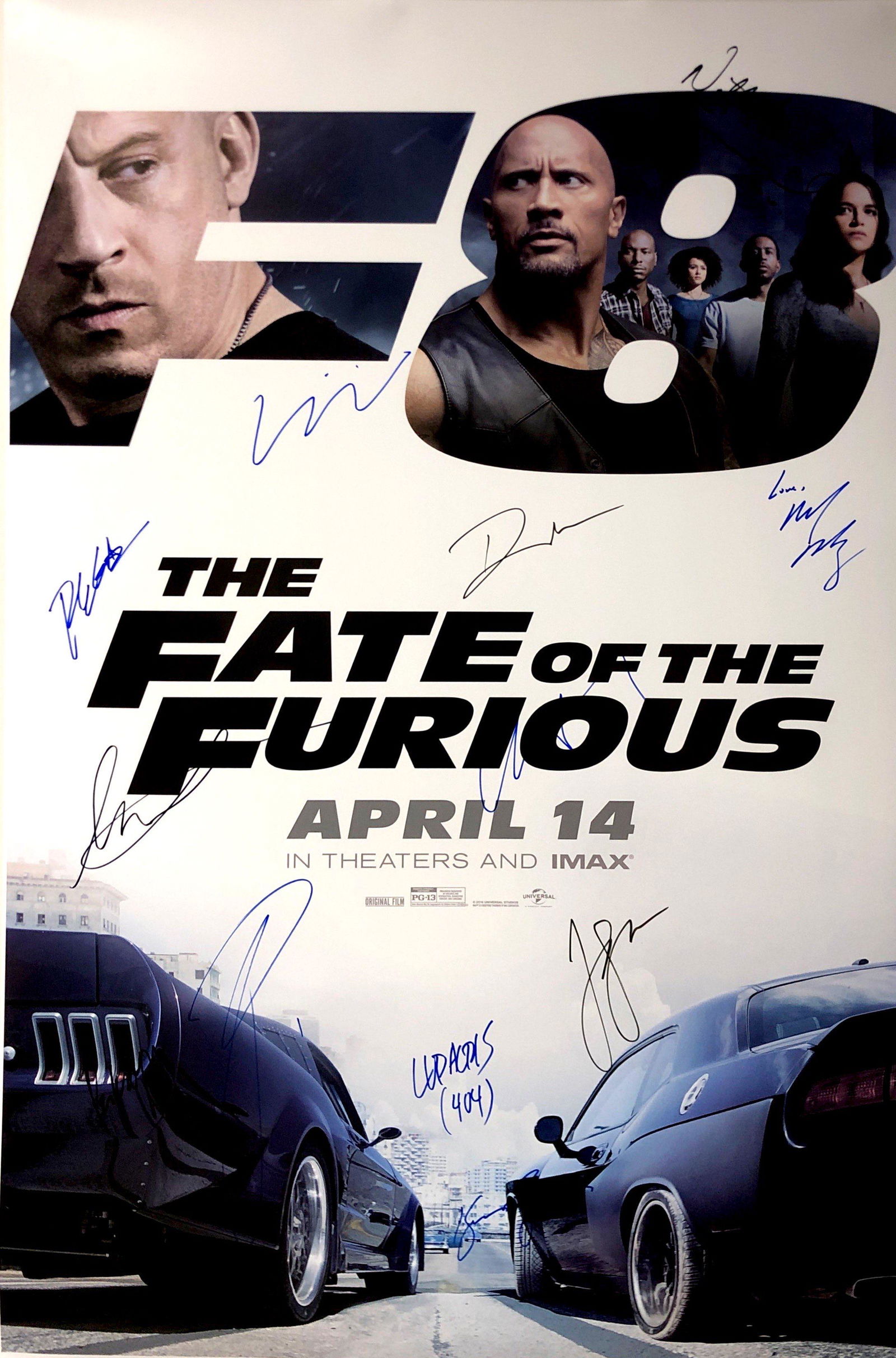 Paul Walker Autograph Signed Fast Furious Poster Vin: Category: Autograph CollectiblesSize: Width 24 inches x Height 36 inchesAutograph Includes: Vin Diesel, Paul Walker, Dwayne Johnson, F. Gary Gray, Jason Statham, Michelle Rodriguez, Tyrese Gibso, Luda