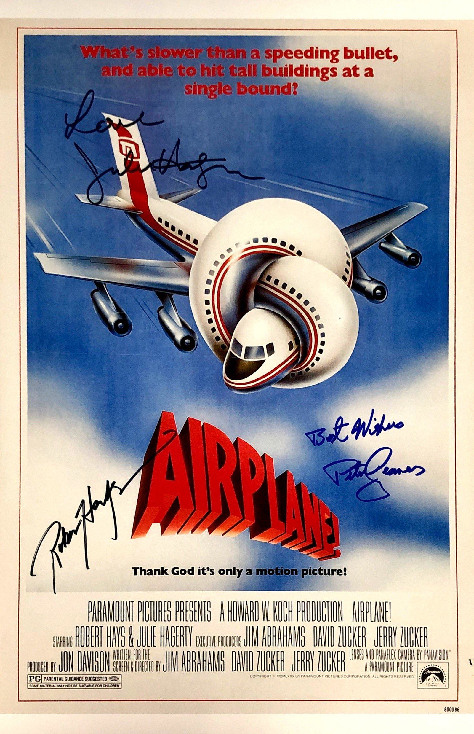 Peter Graves Autograph Signed Airplane Poster: Category: Autograph CollectiblesSize: Width 16 inches x Height 11 inchesAutograph Includes: Robert Hays, Peter Graves, Julie HagertyItem is in great condition with no damage, unframedIf image of docum