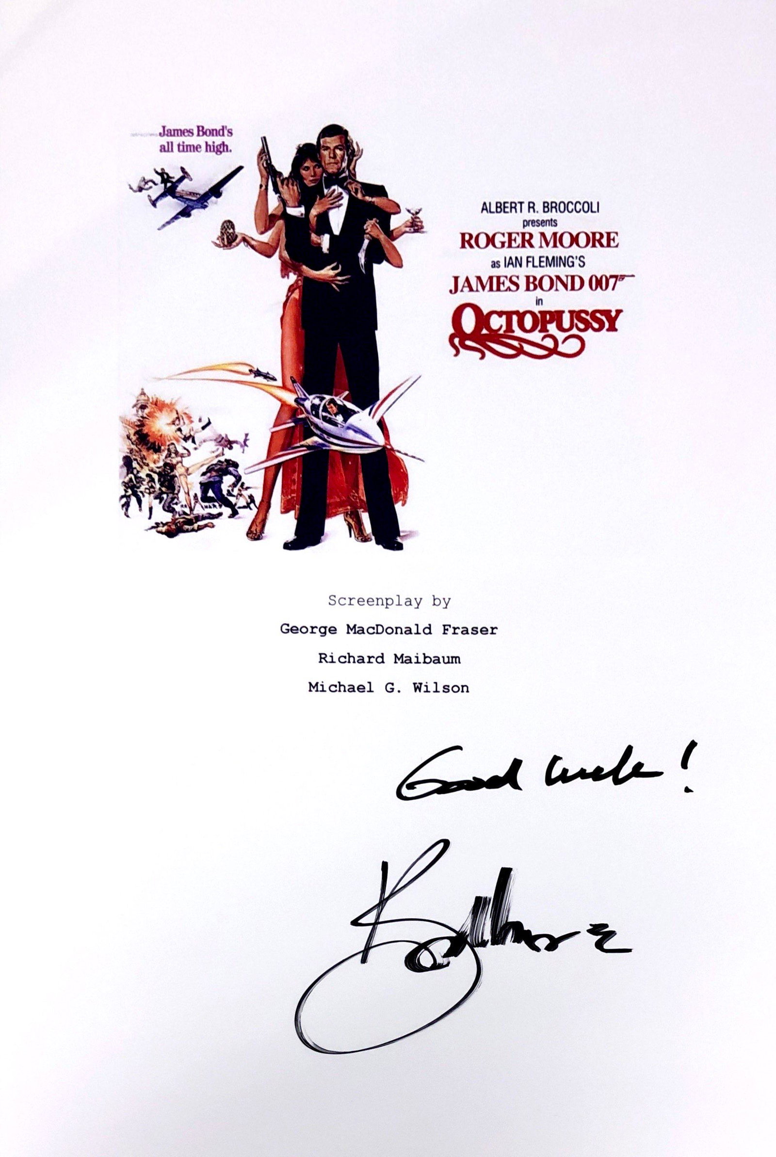 Roger Moore Autograph Signed James Bond 007 Script: Category: Autograph CollectiblesSize: Width 8 inches x Height 10 inchesAutograph Includes: Roger MooreItem is in great condition with no damage, unframedIf image of documentation is attached in the li