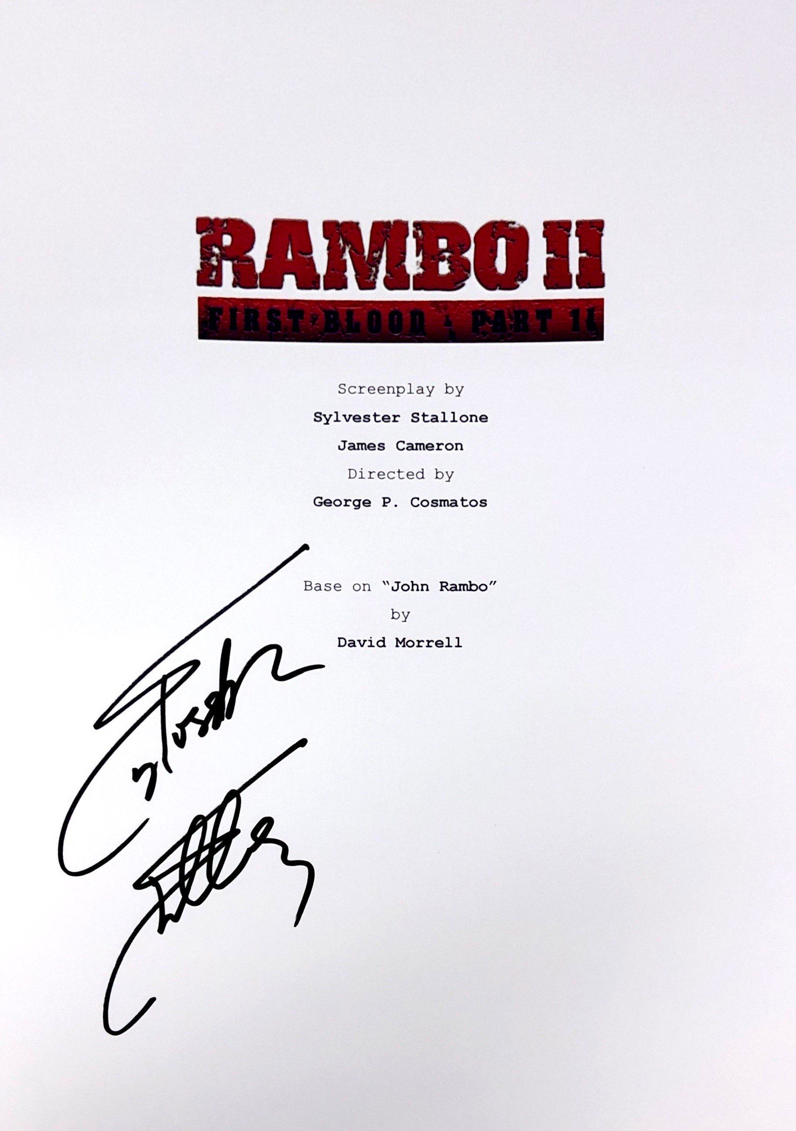 Sylvester Stallone Autograph Signed Rambo Script Cover: Category: Autograph CollectiblesSize: Width 8 inches x Height 10 inchesAutograph Includes: Sylvester StalloneItem is in great condition with no damage, unframedIf image of documentation is attached in