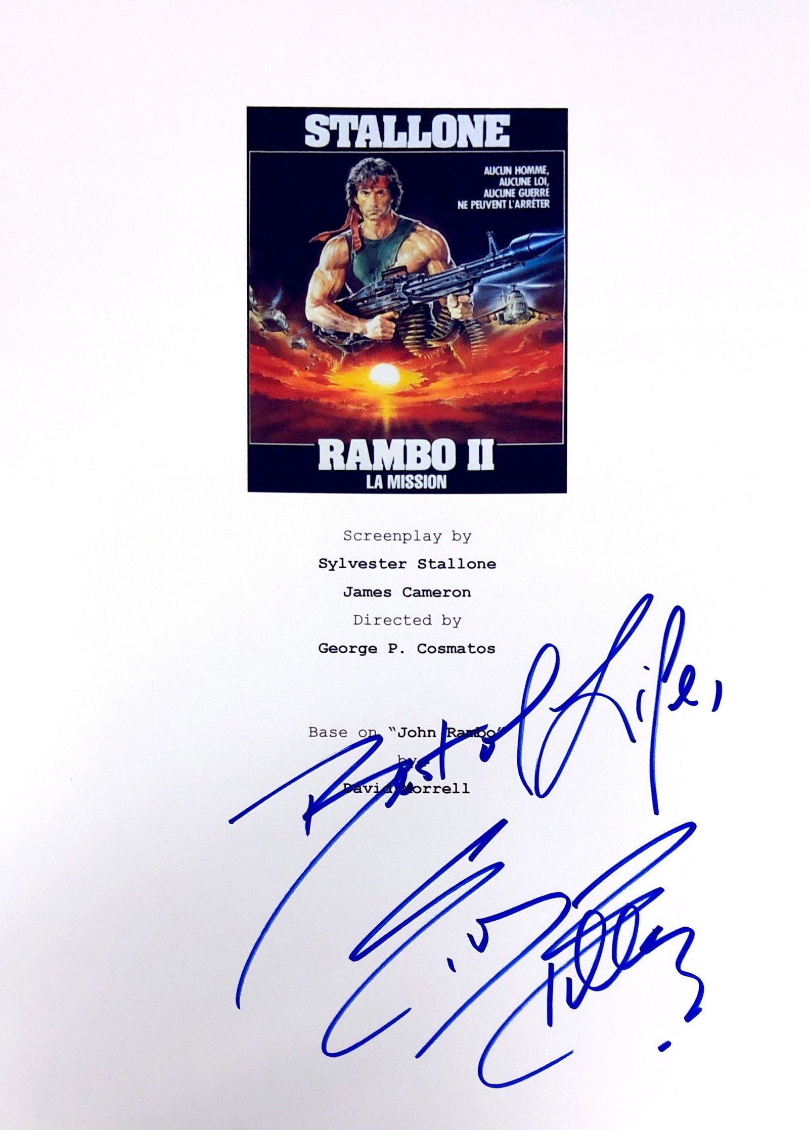 Sylvester Stallone Autograph Signed Rambo Script Cover: Category: Autograph CollectiblesSize: Width 8 inches x Height 10 inchesAutograph Includes: Sylvester StalloneItem is in great condition with no damage, unframedIf image of documentation is attached in
