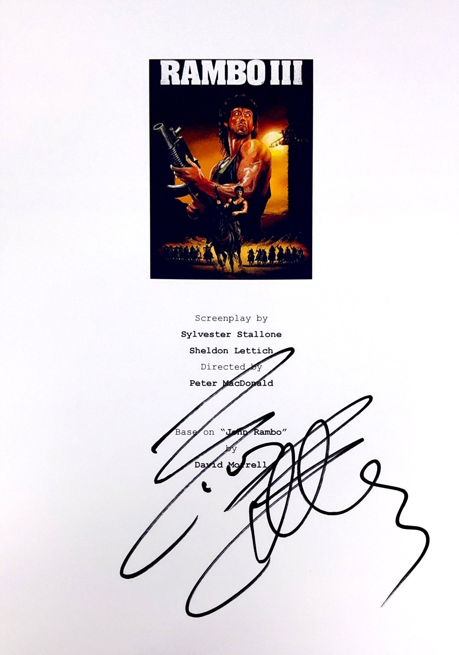 Sylvester Stallone Autograph Signed Rambo Script Cover: Category: Autograph CollectiblesSize: Width 8 inches x Height 10 inchesAutograph Includes: Sylvester StalloneItem is in great condition with no damage, unframedIf image of documentation is attached in