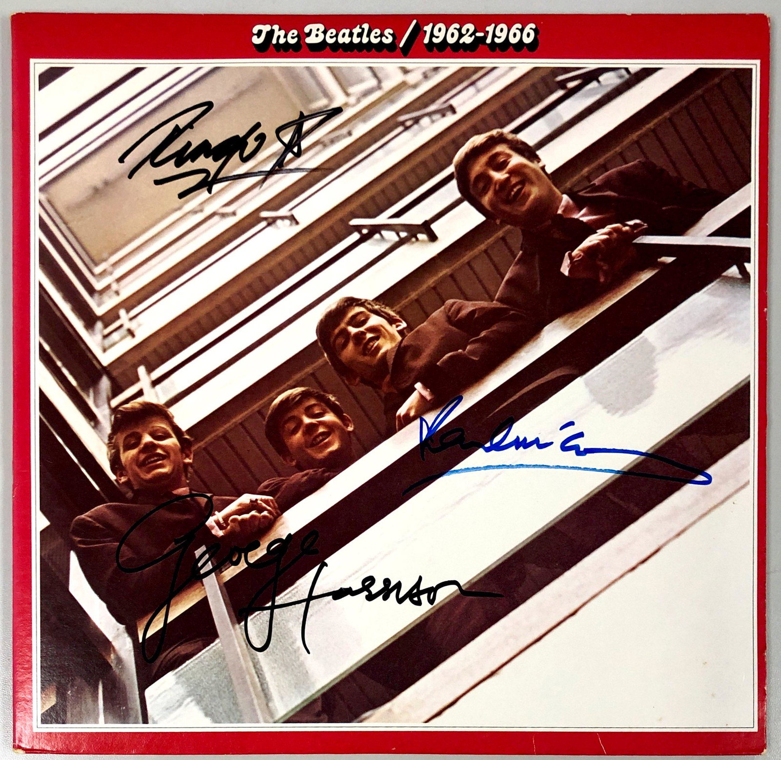 George Harrison Autographed Signed Beatles Vinyl: Category: Autograph CollectiblesSize: Width 12 inches x Height 12 inchesAutograph Includes: Ringo Star, Paul McCartney, George HarrisonIf image of documentation is attached in the listing, the lot is 