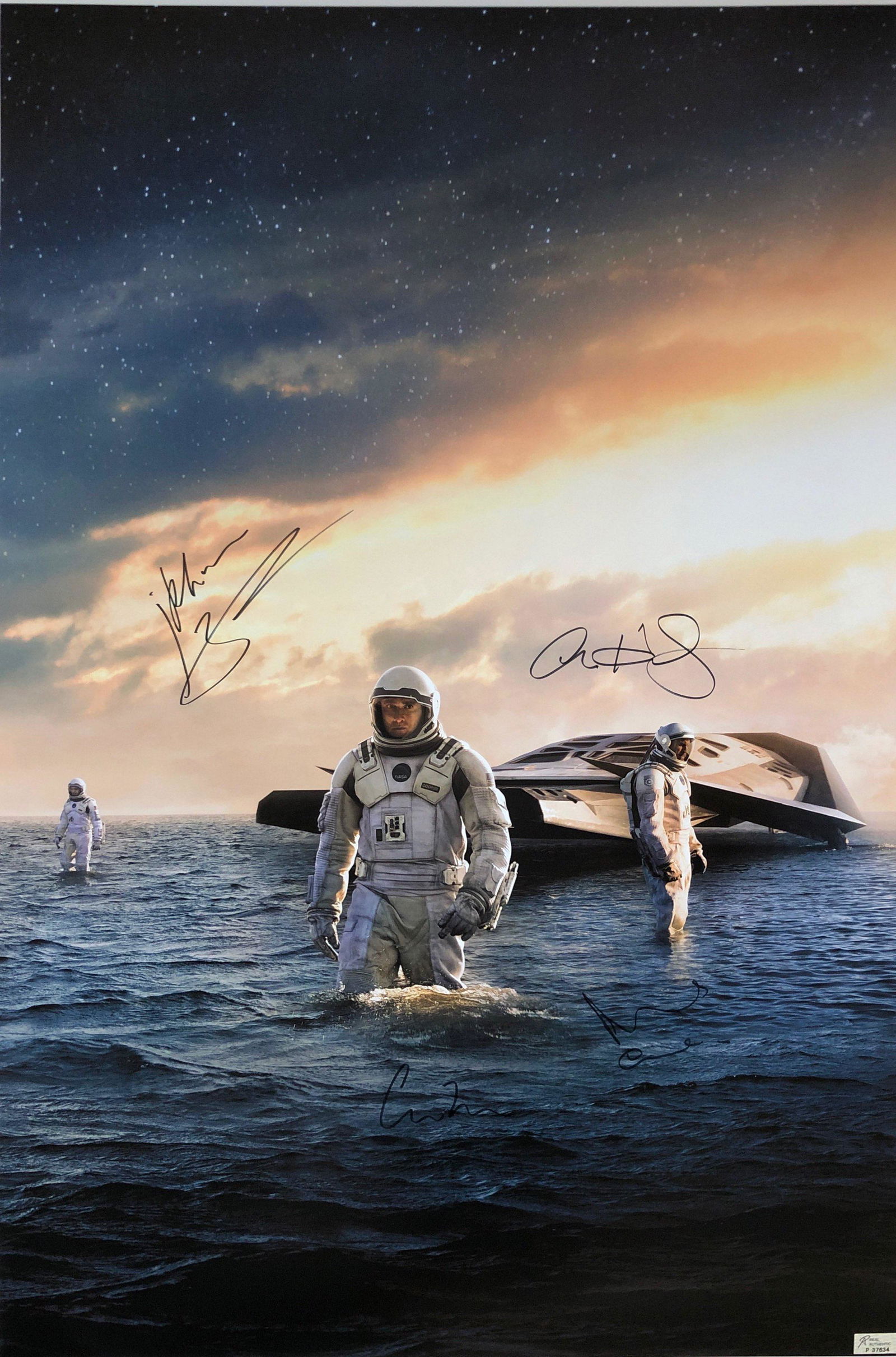 Anne Hathaway Autograph Signed Interstellar Anne: Category: Autograph CollectiblesSize: Width 24 inches x Height 36 inchesAutograph Includes: Anne Hathaway, Michael Caine, Matthew McConaughey, Christopher NolanItem is in great condition with no damag