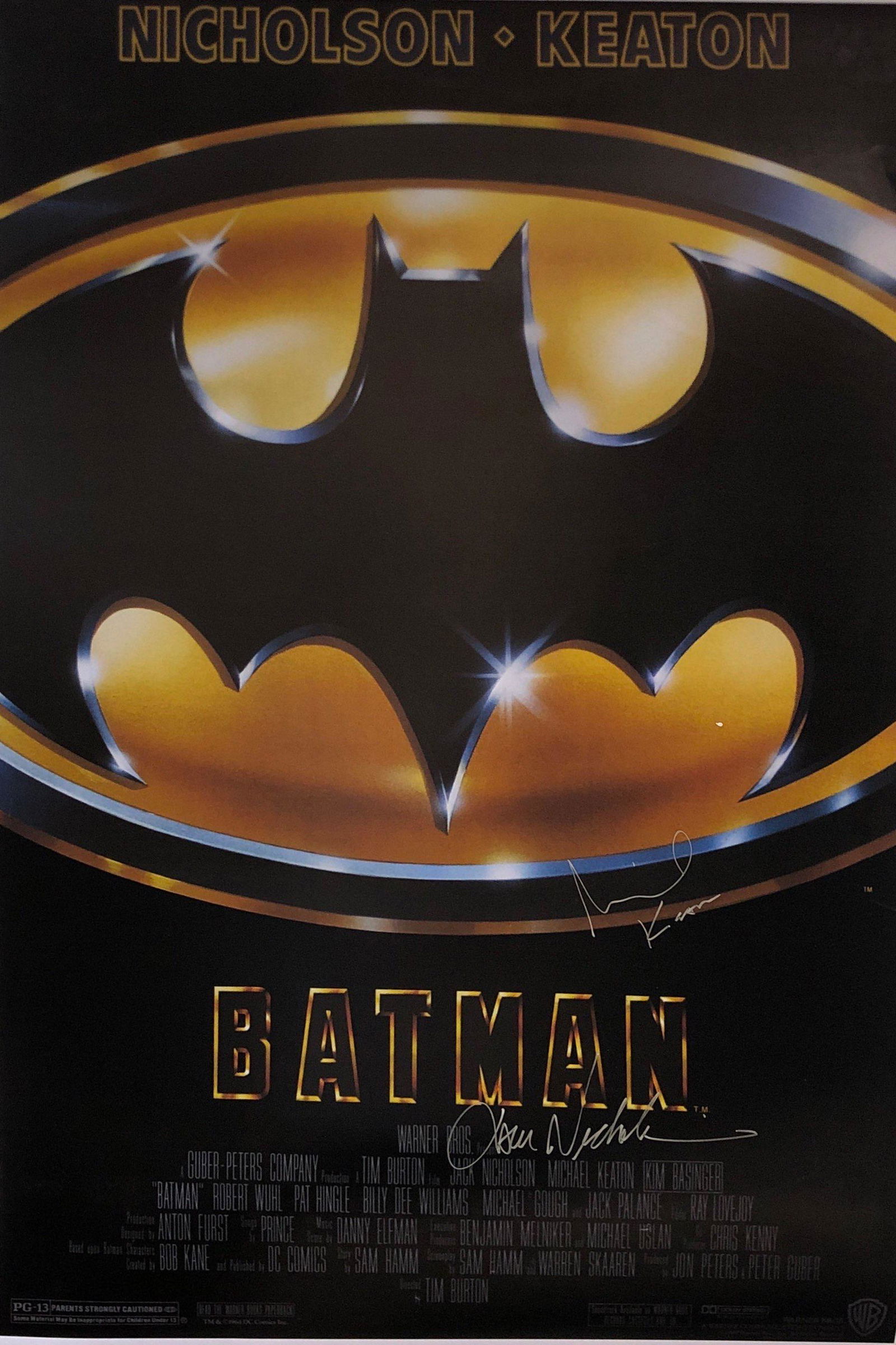 Michael Keaton Autograph Signed Batman 1989 Poster: Category: Autograph CollectiblesSize: Width 24 inches x Height 36 inchesAutograph Includes: Michael Keaton, Jack NicholsonItem is in great condition with no damage, unframedIf image of documentation i