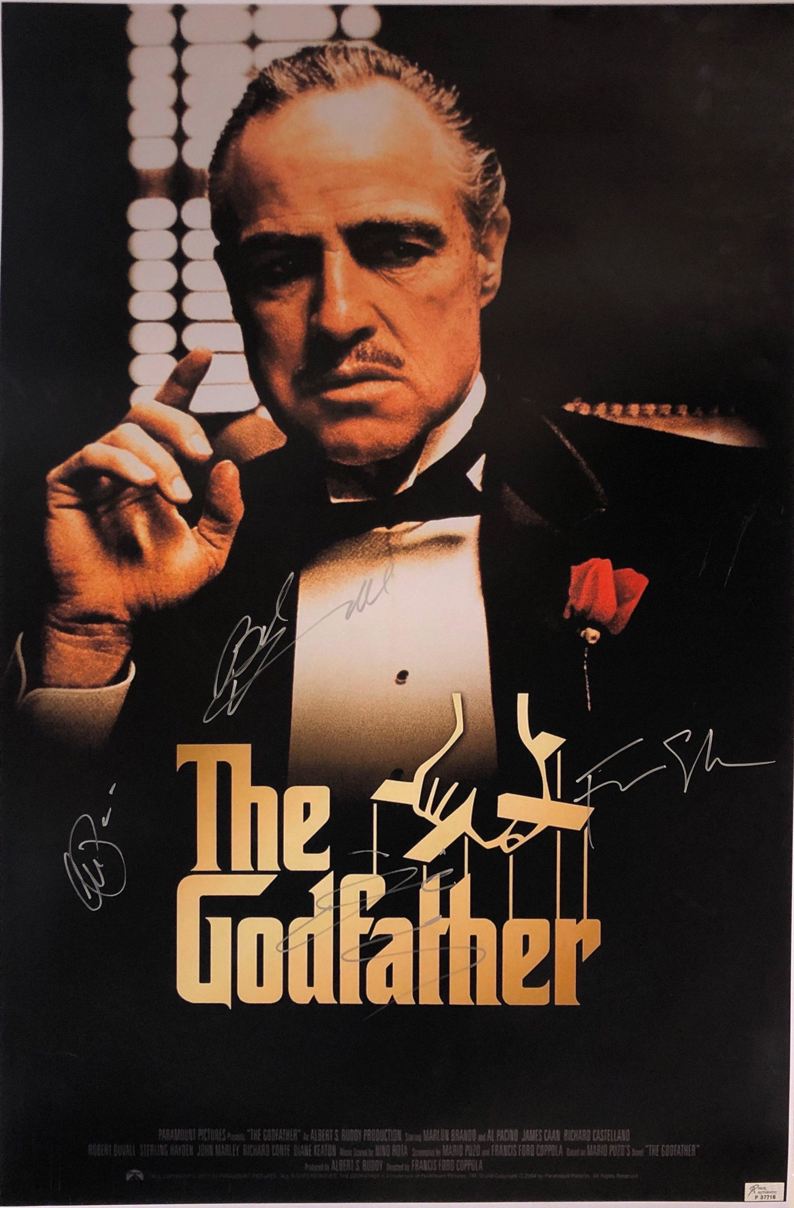 Al Pacino Autograph Signed Godfather Part 1 Poster: Category: Autograph CollectiblesSize: Width 24 inches x Height 36 inchesAutograph Includes: Al Pacino, Francis Ford Coppola, Robert Duvall, Diane KeatonItem is in great condition with no damage, unfra