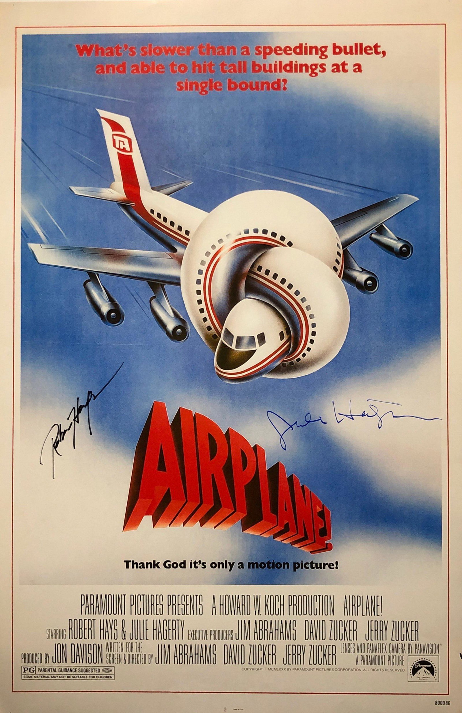 Airplane Poster Robert Hays Julie Hagerty Autographed: Category: Autograph Photo CollectiblesItem is in great condition with no damage, unframed If image of documentation is not attached in the listing, the lot is sold without documents. Please review our