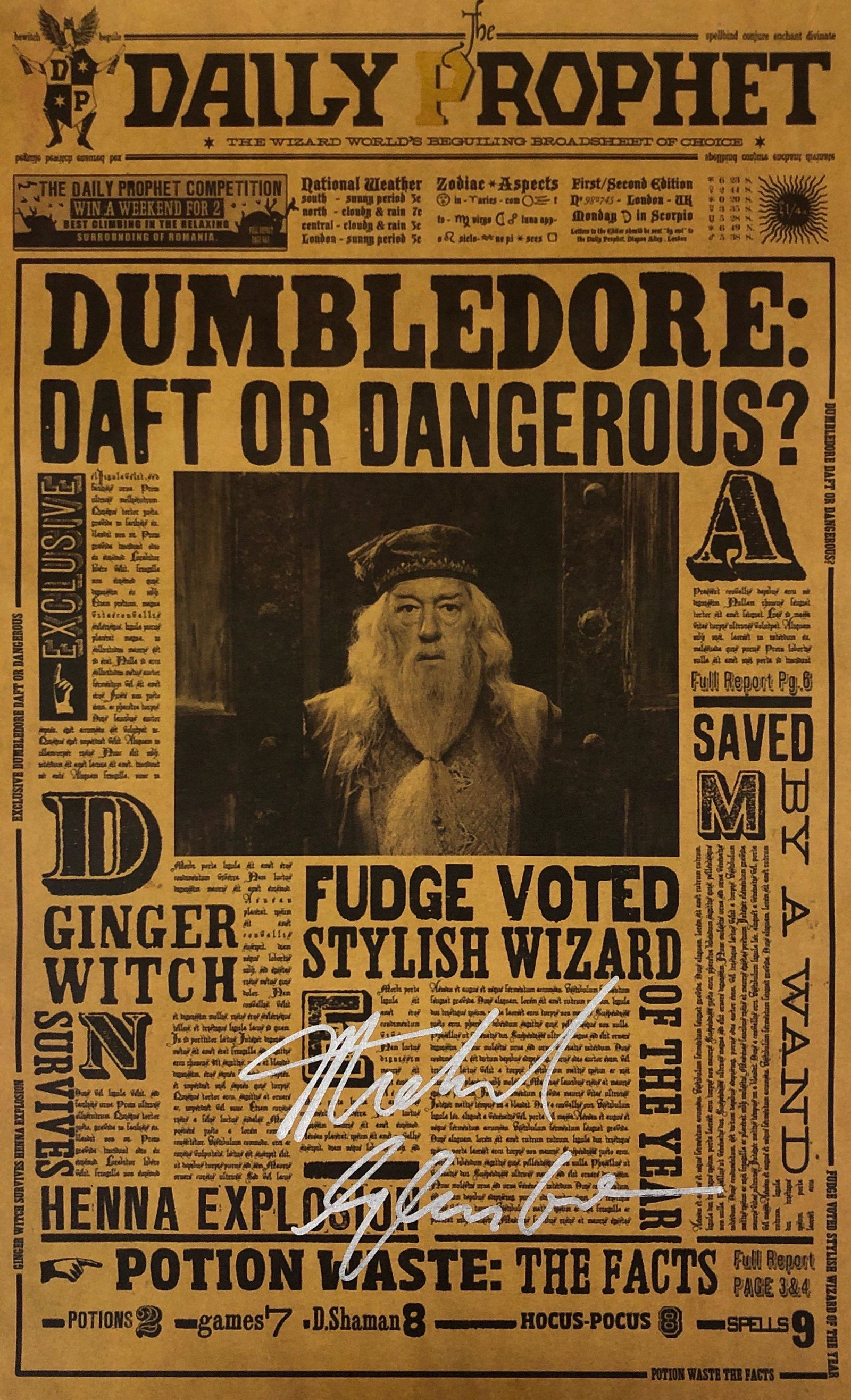 Signed Harry Potter Michael Gambon Poster: Category: Autograph CollectiblesItem is in great condition with no damage, unframed If image of documentation is not attached in the listing, the lot is sold without documents. Please review our Terms