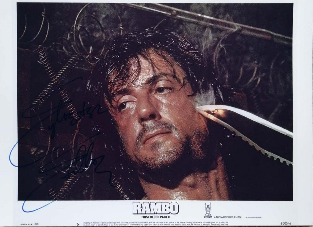 Signed Rambo Sylvester Stallone Photo: Category: Autograph CollectiblesItem is in great condition with no damage, unframed If image of documentation is not attached in the listing, the lot is sold without documents. Please review our Terms