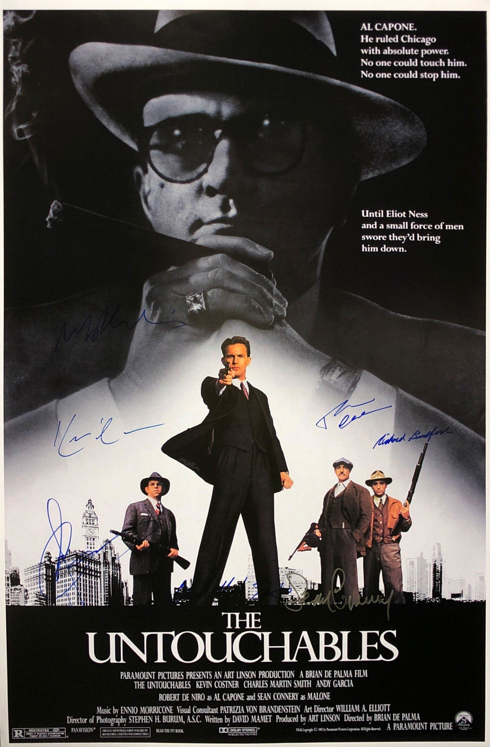 Signed Untouchables Poster Kevin Costner Sean Connery: Autographed by:Kevin Costner, Sean Connery, Charles Martin Smith, Andy Garcia, Robert De Niro, Richard Bradford, Patricia ClarksonSize: 8" x 10"Authentication Code: P37366Item is in great condition wi