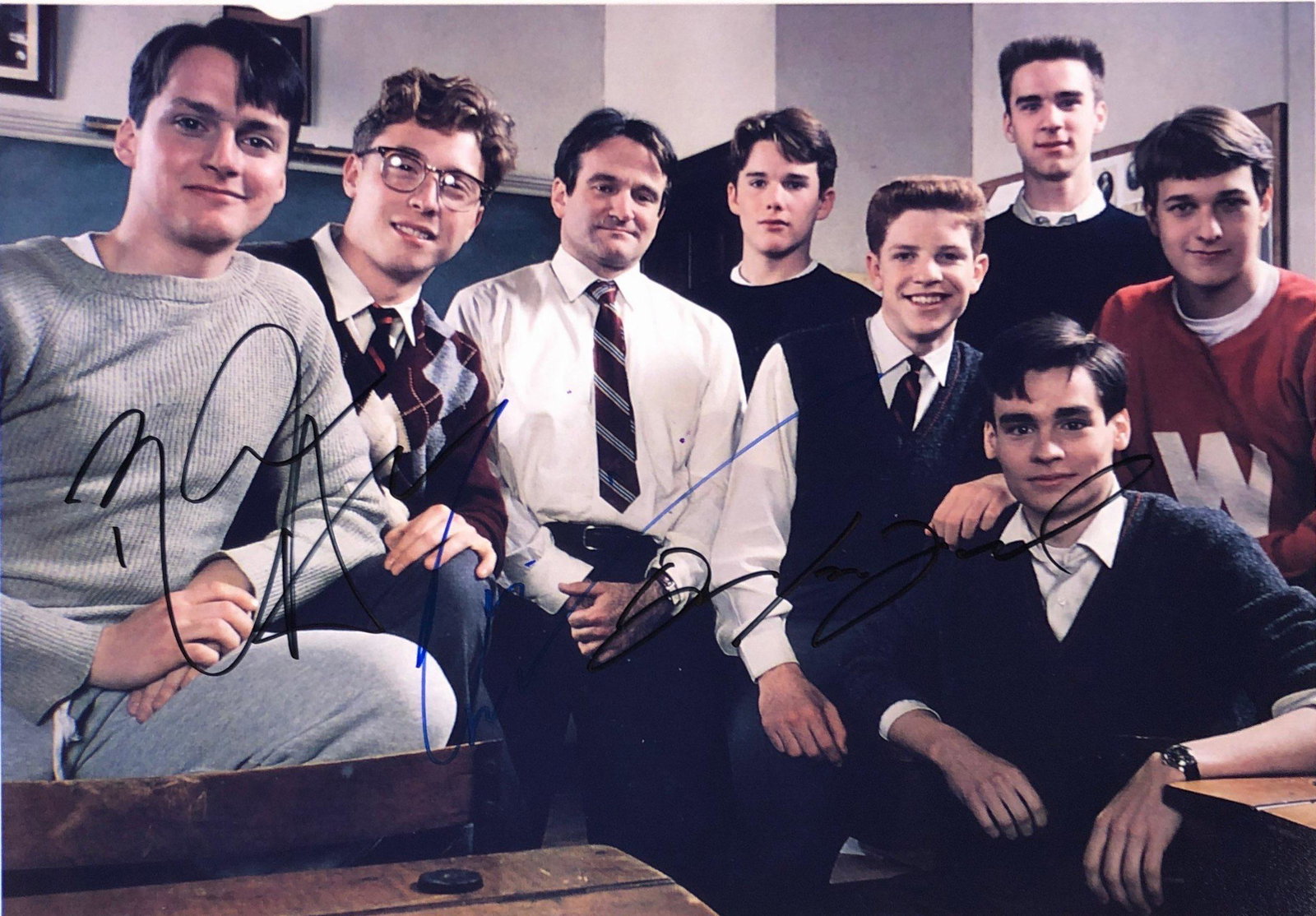 Dead Poets Society Robin Williams Signed Photo: Autographed by:Robin Williams, Ethan Hawke, Robert Sean LeonardSize: 8" x 10"Authentication Code: PC25686Item is in great condition with no damage, unframed If image of documentation is not attached i