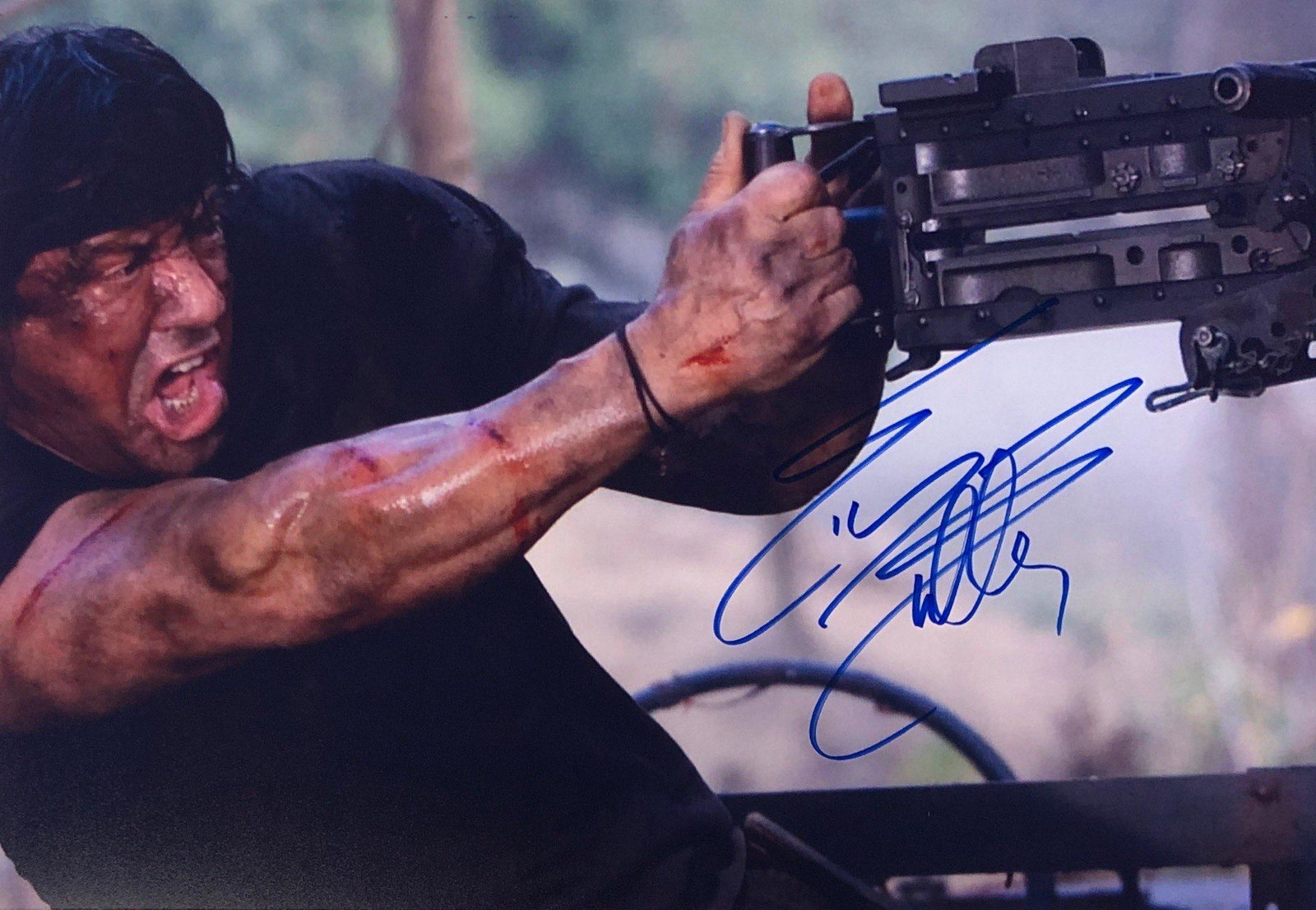 Sylvester Stallone Autograph Signed Rambo Photo: Category: Autograph Photo CollectiblesSize: Width 8 inches x Height 10 inchesAutograph Includes: Sylvester StalloneItem is in great condition with no damage, unframedIf image of documentation is not a