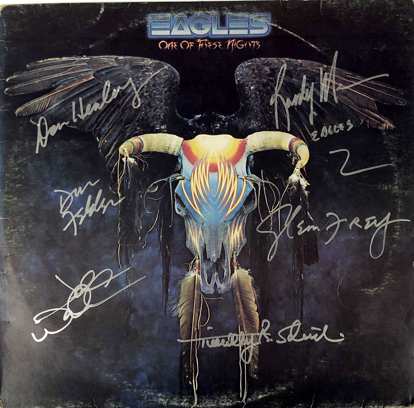 Eagles Autographed Signed Vinyl: Category: Autograph Photo CollectiblesAutograph Includes: Glen Frey, Randy Meisner, Timothy B Schmit, Joe Walsh, Don Henley, Don FelderItem is in great condition with no damage, unframedIf image of do
