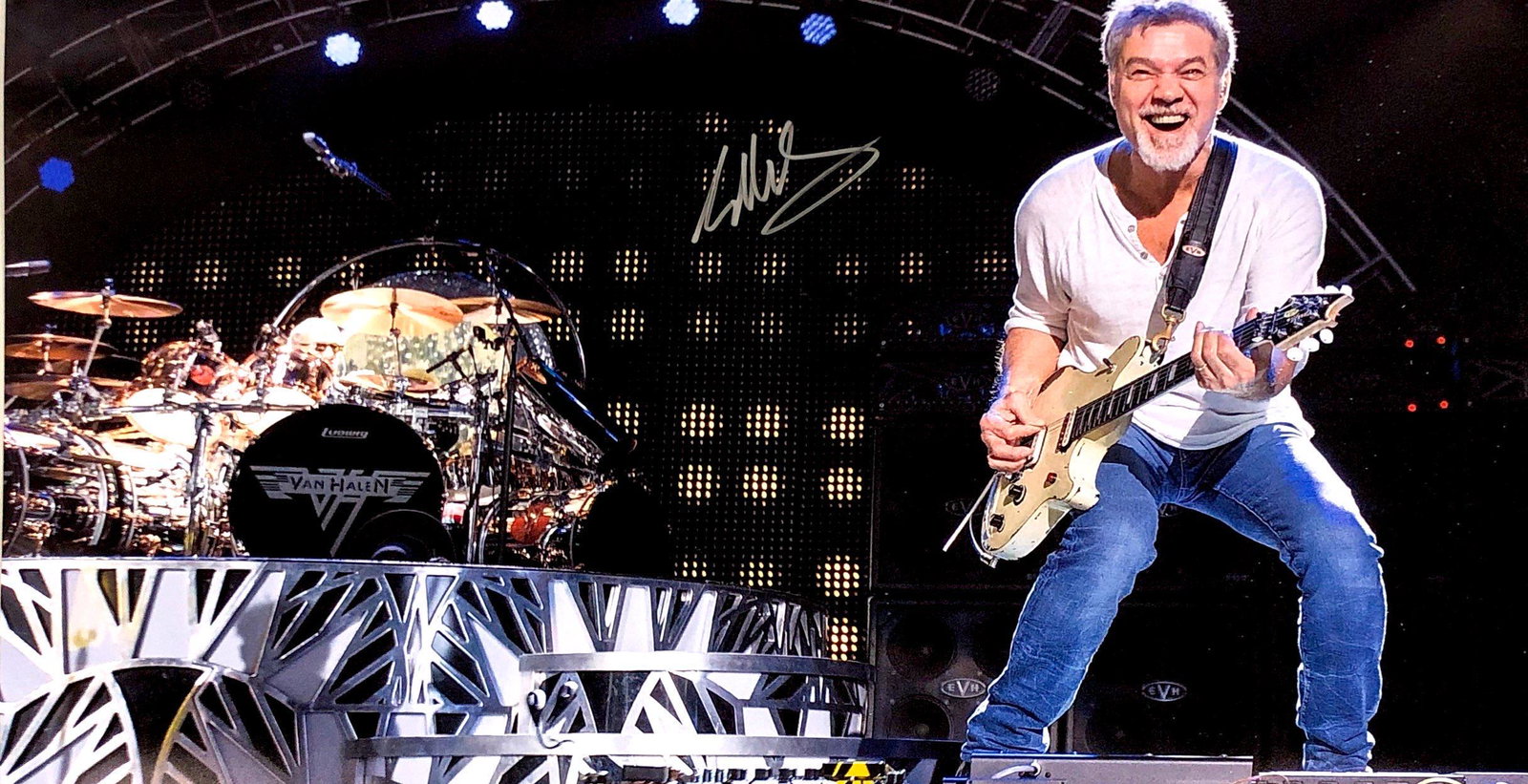 Eddie Van Halen Autograph Signed Poster: Category: Autograph Photo CollectiblesSize: Width 16 inches x Height 23 inchesAutograph Includes: Eddie Van HalenItem is in great condition with no damage, unframedIf image of documentation is attache