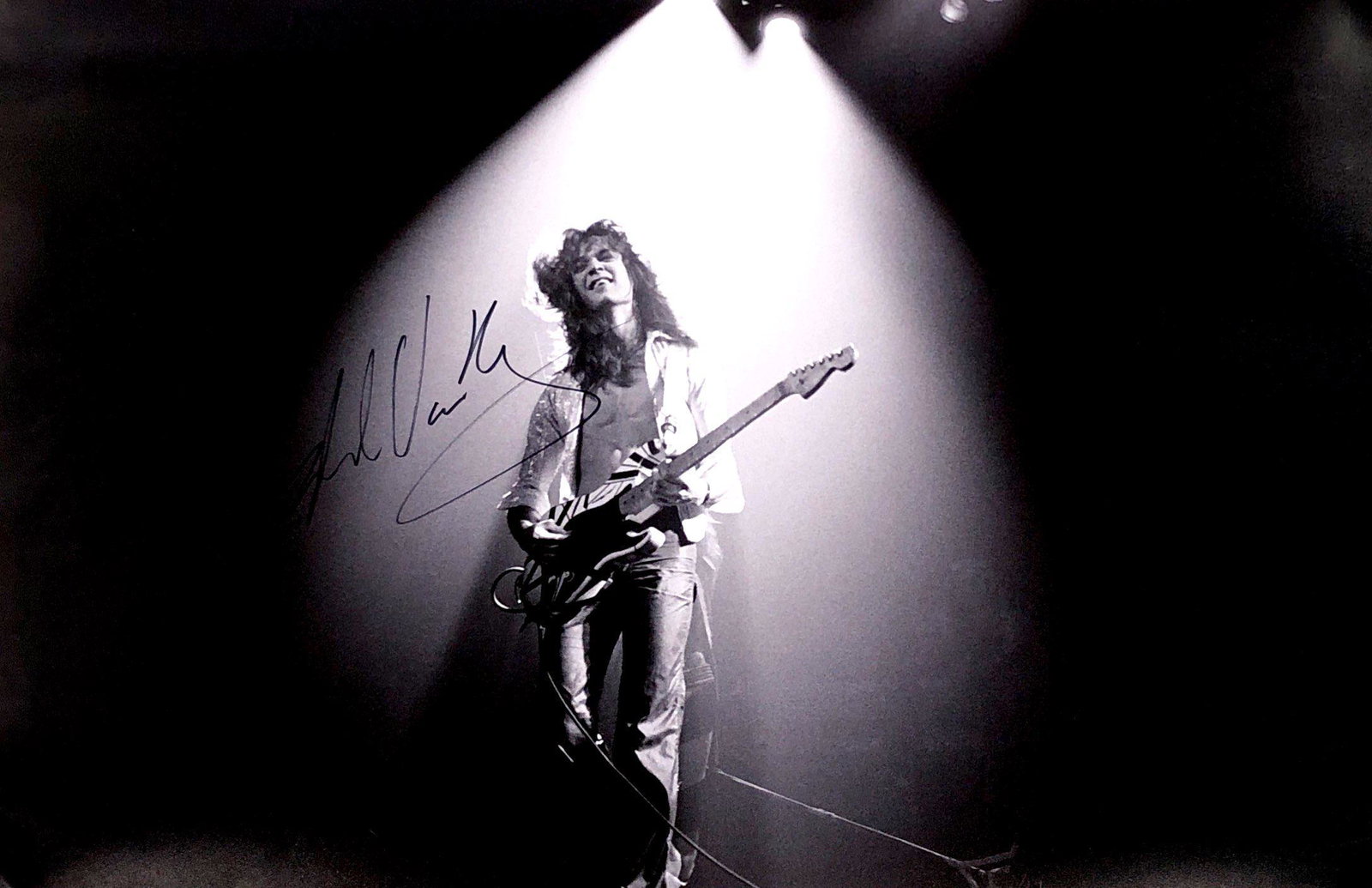Eddie Van Halen Autograph Signed Poster: Category: Autograph Photo CollectiblesSize: Width 16 inches x Height 23 inchesAutograph Includes: Eddie Van HalenItem is in great condition with no damage, unframedIf image of documentation is attache