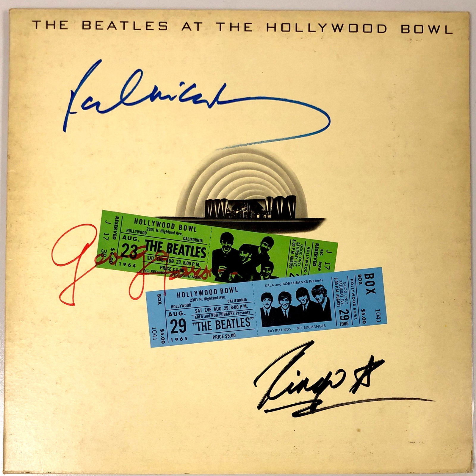 George Harrison Autographed Signed Beatles Hollywood: Category: Autograph CollectiblesSize: Width 12 inches x Height 12 inchesAutograph Includes: Ringo Star, Paul McCartney, George HarrisonIf image of documentation is attached in the listing, the lot is