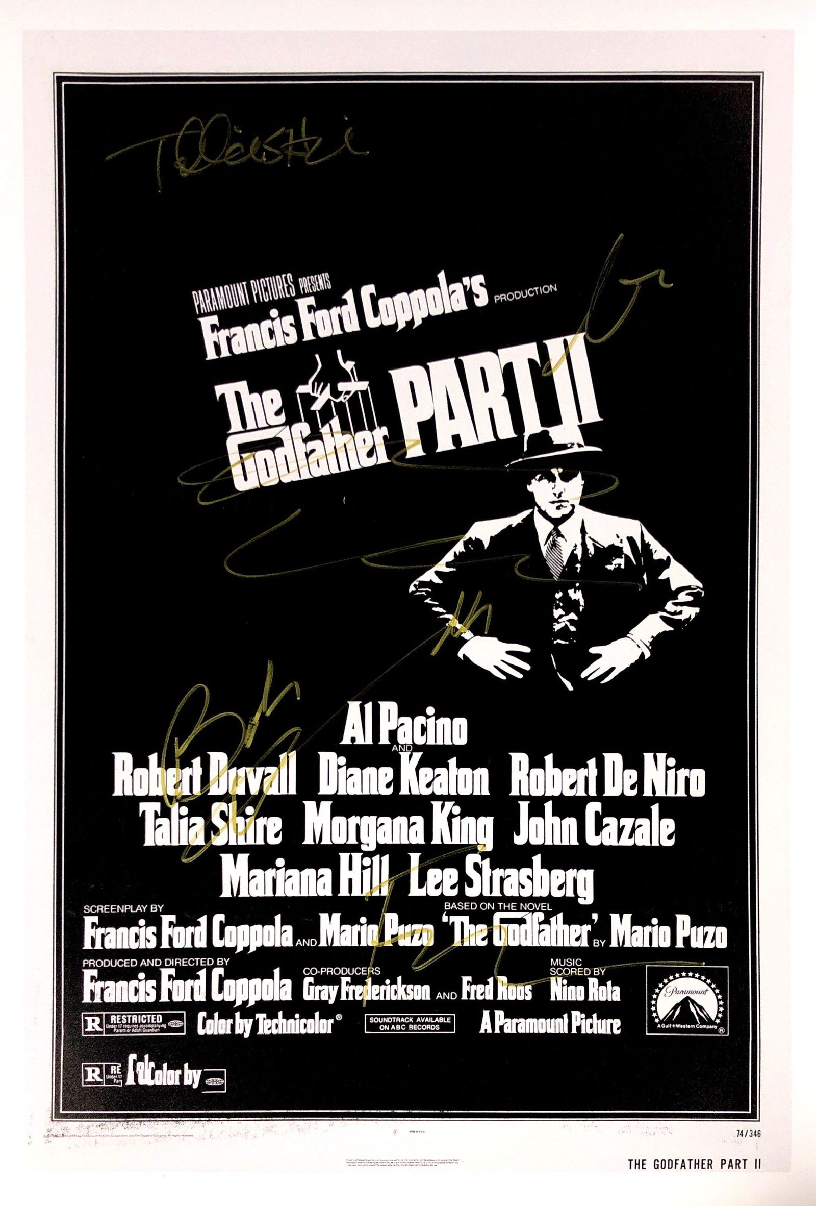 Al Pacino Autograph Signed Godfather Poster: Category: Autograph CollectiblesSize: Width 16 inches x Height 11 inchesAutograph Includes: Al Pacino, Robert Duvall, Talia Shire, Francis Ford Coppola, Diane KeatonItem is in great condition with no