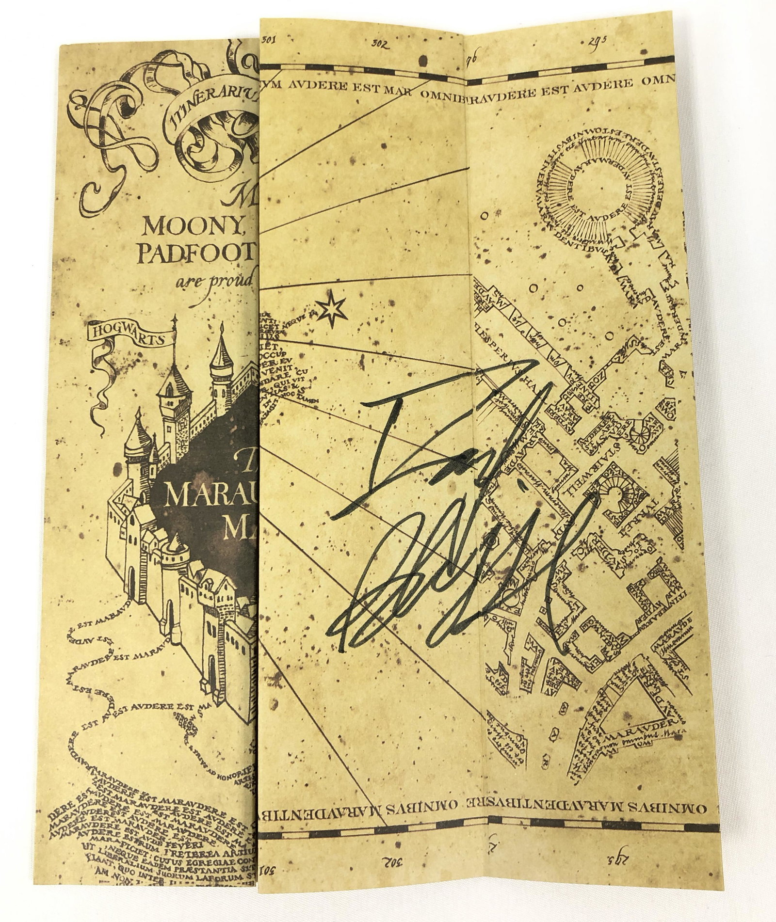 Daniel Radcliffe Autograph Signed Harry Potter Map: Category: Autograph CollectiblesAutograph Includes: Daniel RadcliffeItem is in great condition with no damage, unframedIf image of documentation is attached in the listing, the lot is sold with docume
