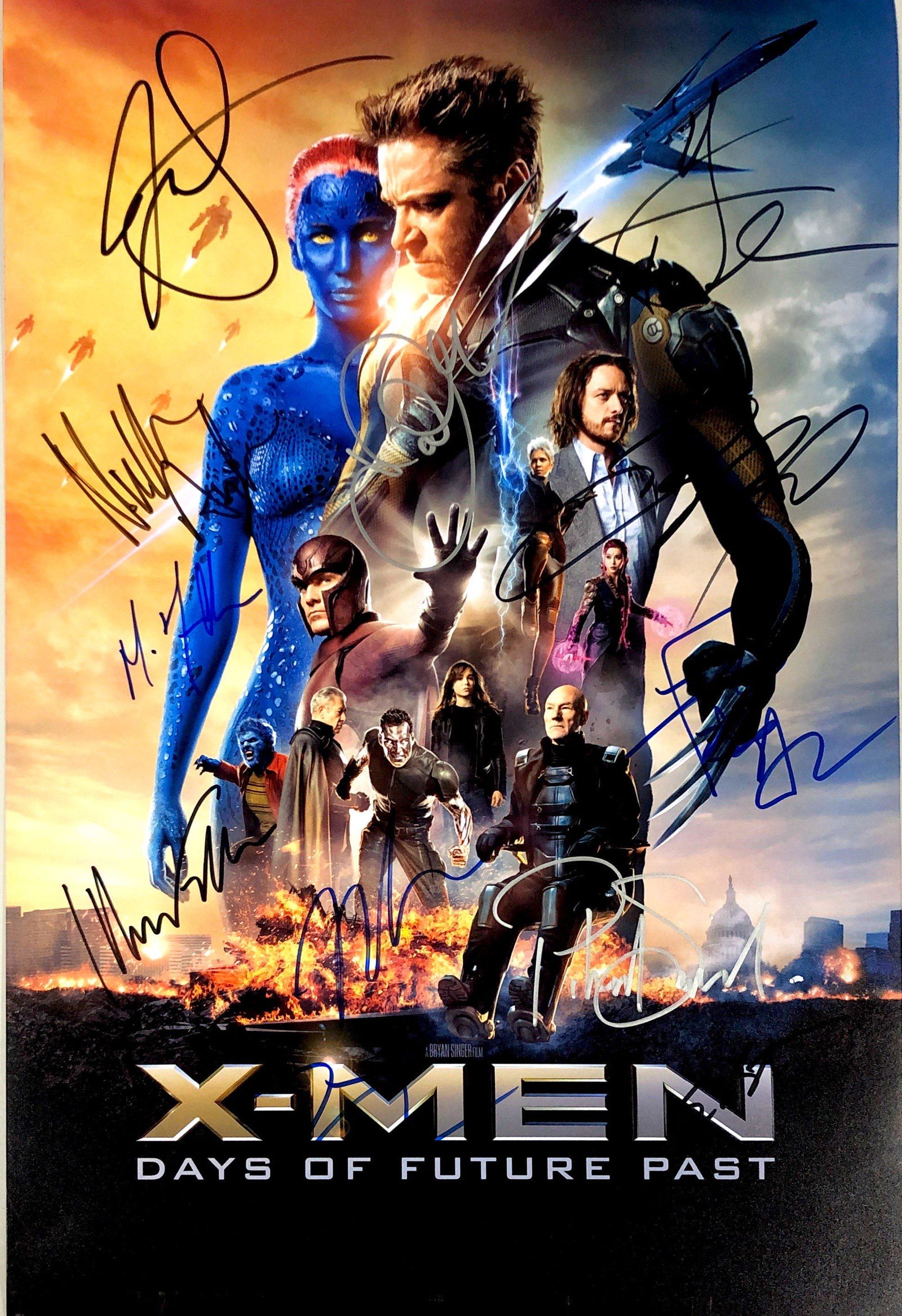 Hugh Jackman Halle Berry Autograph Signed Xmen Poster: Category: Autograph CollectiblesSize: Width 16 inches x Height 11 inchesAutograph Includes: Hugh Jackman, James McAvoy, Michael Fassbender, Jennifer Lawrence, Halle Berry, Nicholas Hoult, Ellen Page,