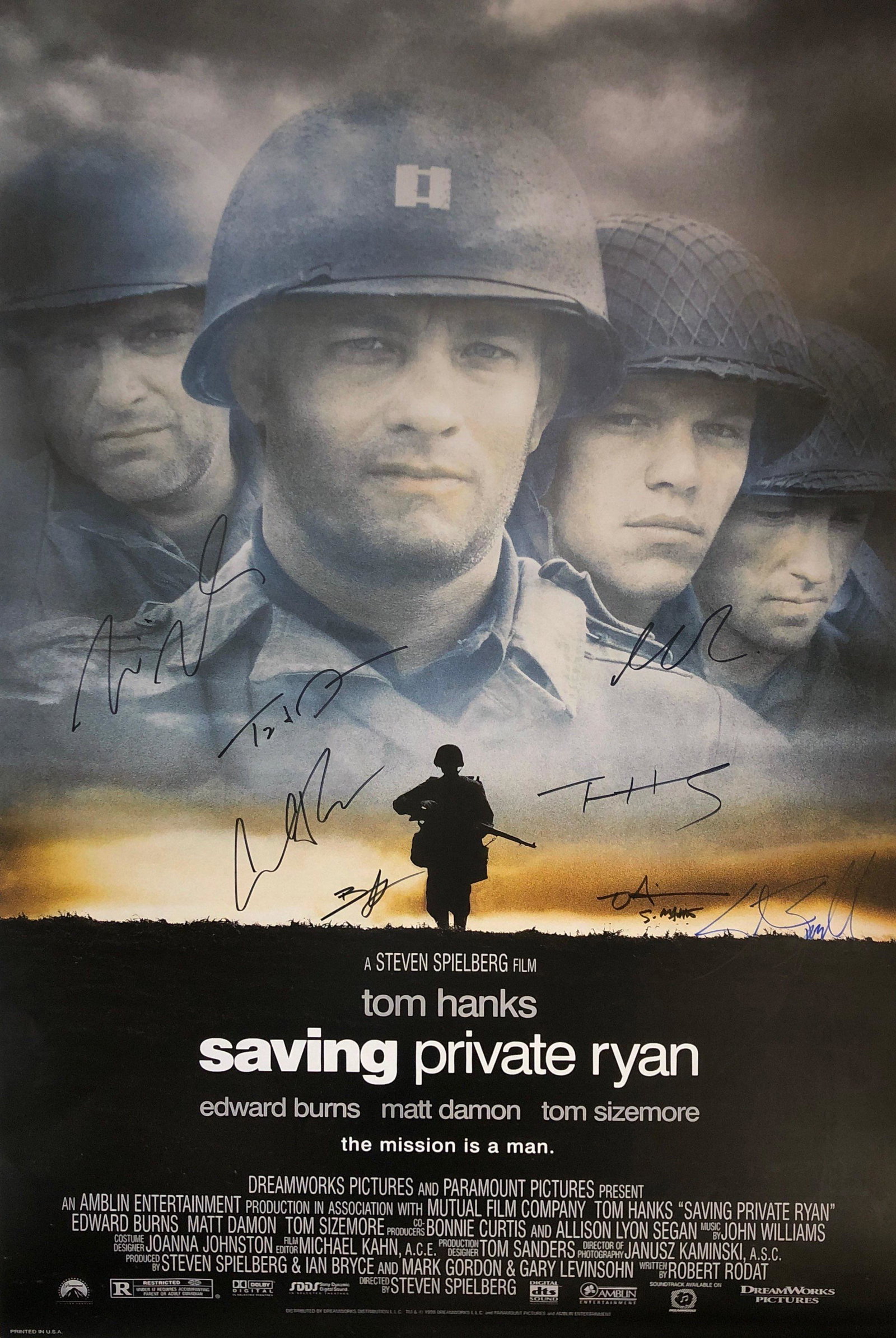 Tom Hanks Autograph Signed Saving Pirate Ryan Poster: Category: Autograph CollectiblesSize: Width 24 inches x Height 36 inchesAutograph Includes: Tom Hanks, Matt Damon, Tom Sizemore, Ed Burns, Vin Diesel, Barry Pepper, Ted Danson, Steven SpielbergItem is