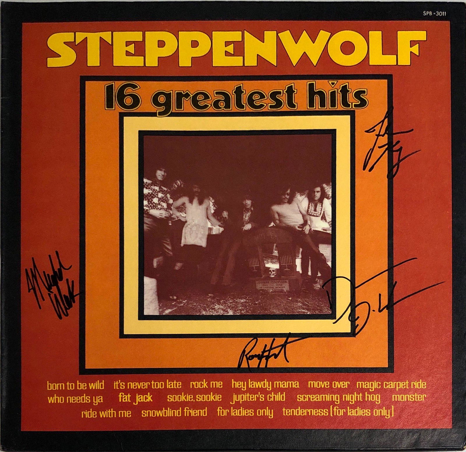 John Kay Autograph Signed Steppenwolf Greatest Hits: Category: Autograph CollectiblesAutograph Includes: John Kay, Michael Wilk, Danny Johnson, Ron HurstItem is in great condition with no damage, unframedIf image of documentation is attached in the list