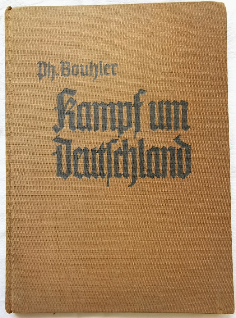KAMPF UM DEUTSCHLAND BOOK NAZI PROPAGANDA HITLER YOUTH: KAMPF UM DEUTSCHLANDHARD COVER BOOK.ADOLF HITLER PROPAGANDA FOR THE HITLER'S YOUTH.Berlin: Central publishing house of the NSDAP, Franz Eher 1938. Dark brown OLn. 107 pagessize: 21 x 15. * Nazi propag
