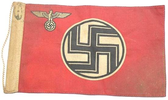 KRIEGSMARINE PATRIOTIC TABLE FLAG PENNANT MARKED KM: A VERY NICE AND VERY RARE Patriotics - Kriegsmarine collection table flag, MARKED (BUT WE CANNOT SEE WHAT IS THE MARK). I HAVE SEEN NO OTHERS LIKE THIS IN 25 YEARS, SO IT'S A LIFETIME OPPORTUNITY! siz