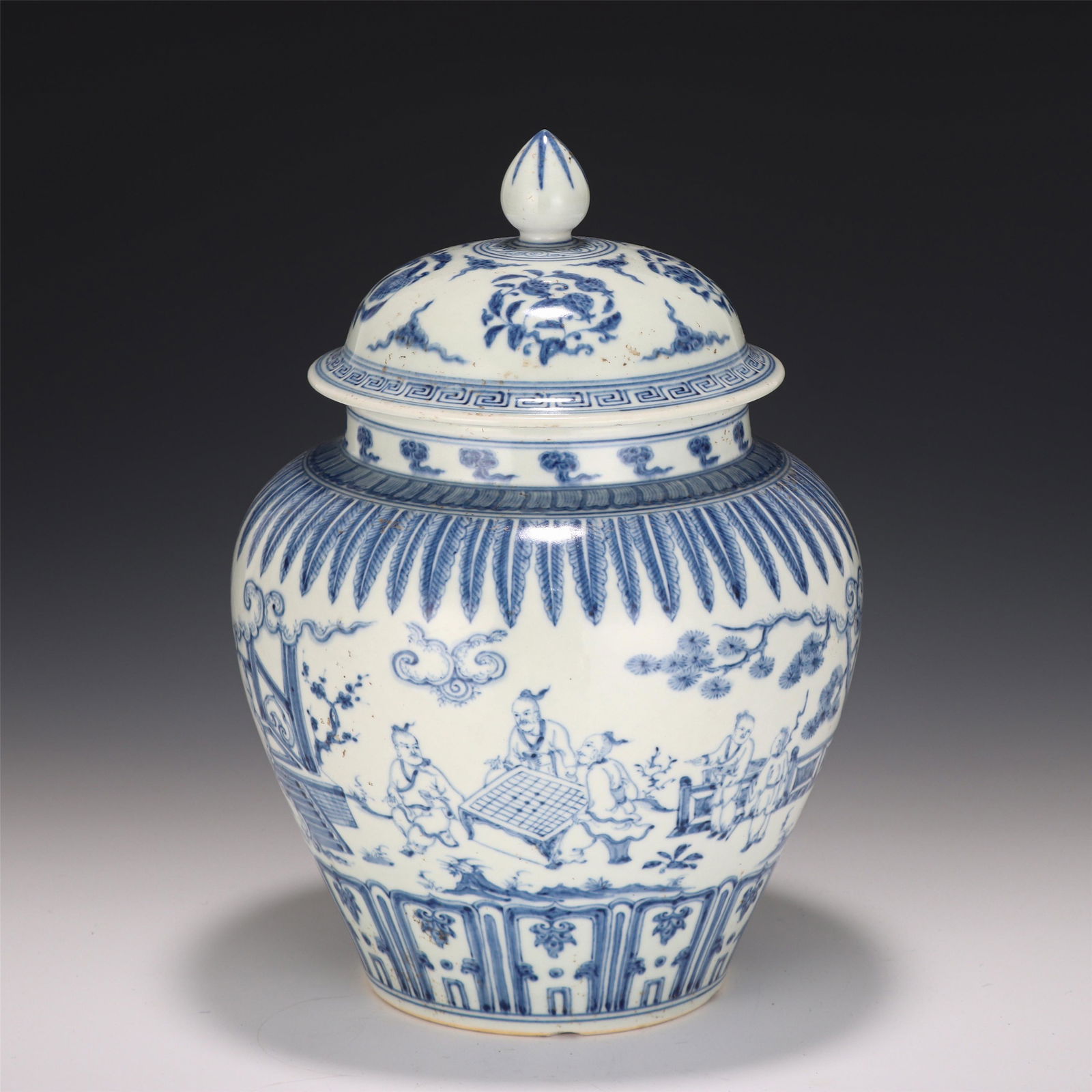 A CHINESE BLUE AND WHITE FIGURAL PORCELAIN JAR AND (1 of 10)
