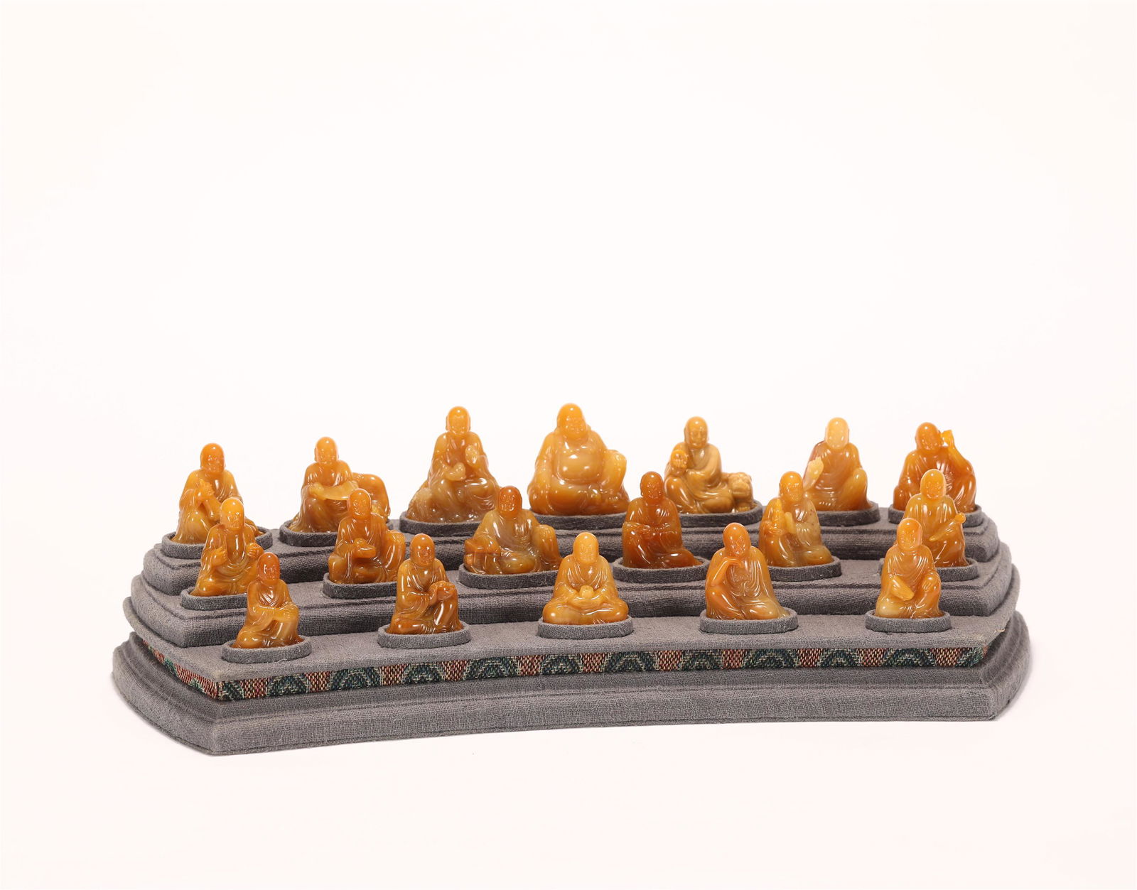 A SET OF CHINESE SOAPSTONE LUOHAN BUDDHA (1 of 20)