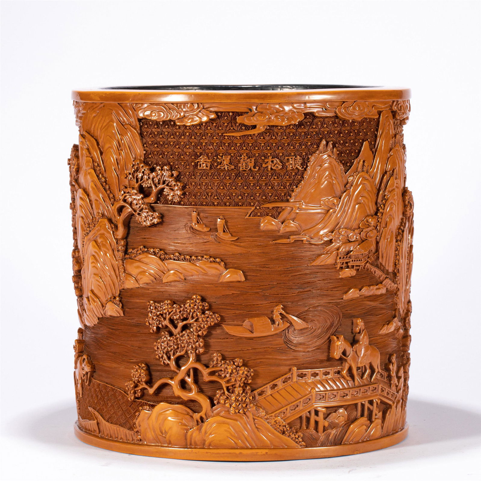 A CHINESE CARVED FIGURE STORY BRUSH POT (1 of 10)