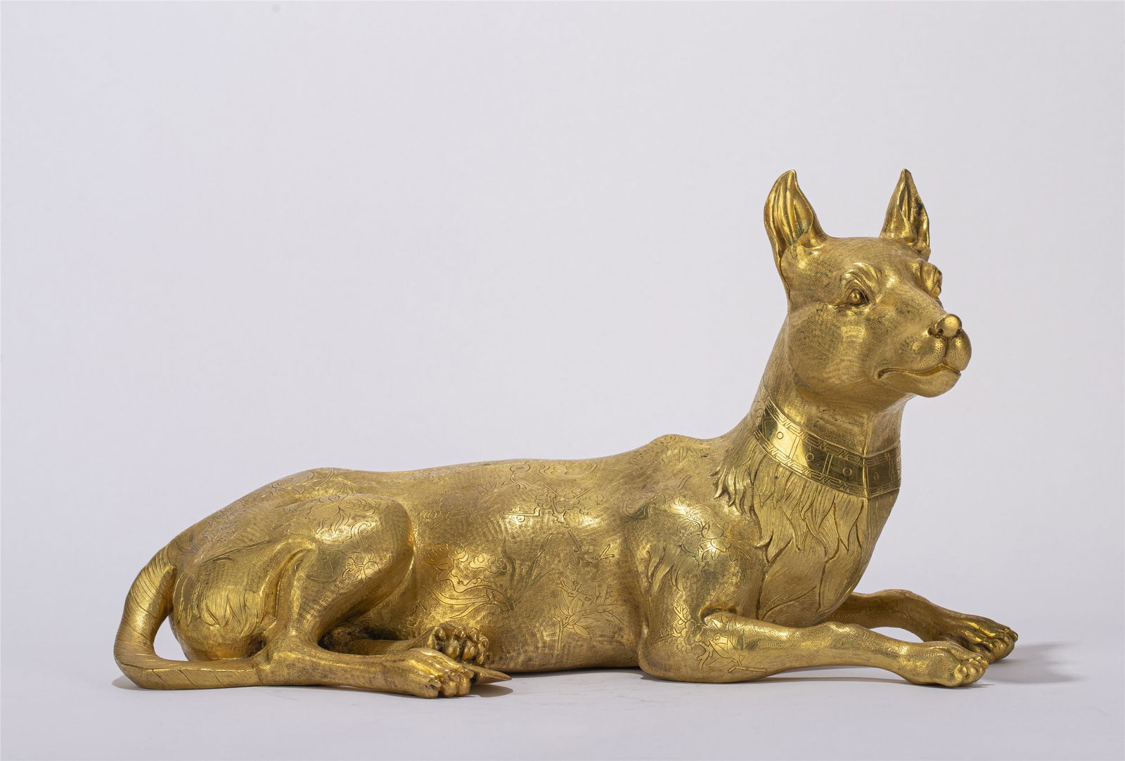 A CHINESE GILT BRONZE DOG ORNAMENTS (1 of 8)