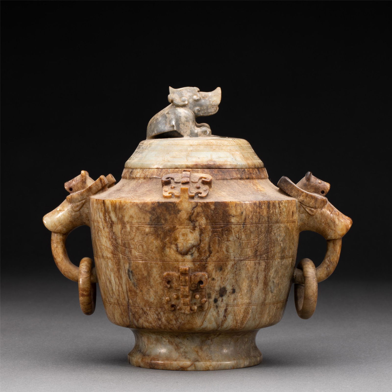 A CHINESE JADE DOUBLE HANDLE CENSER (1 of 12)