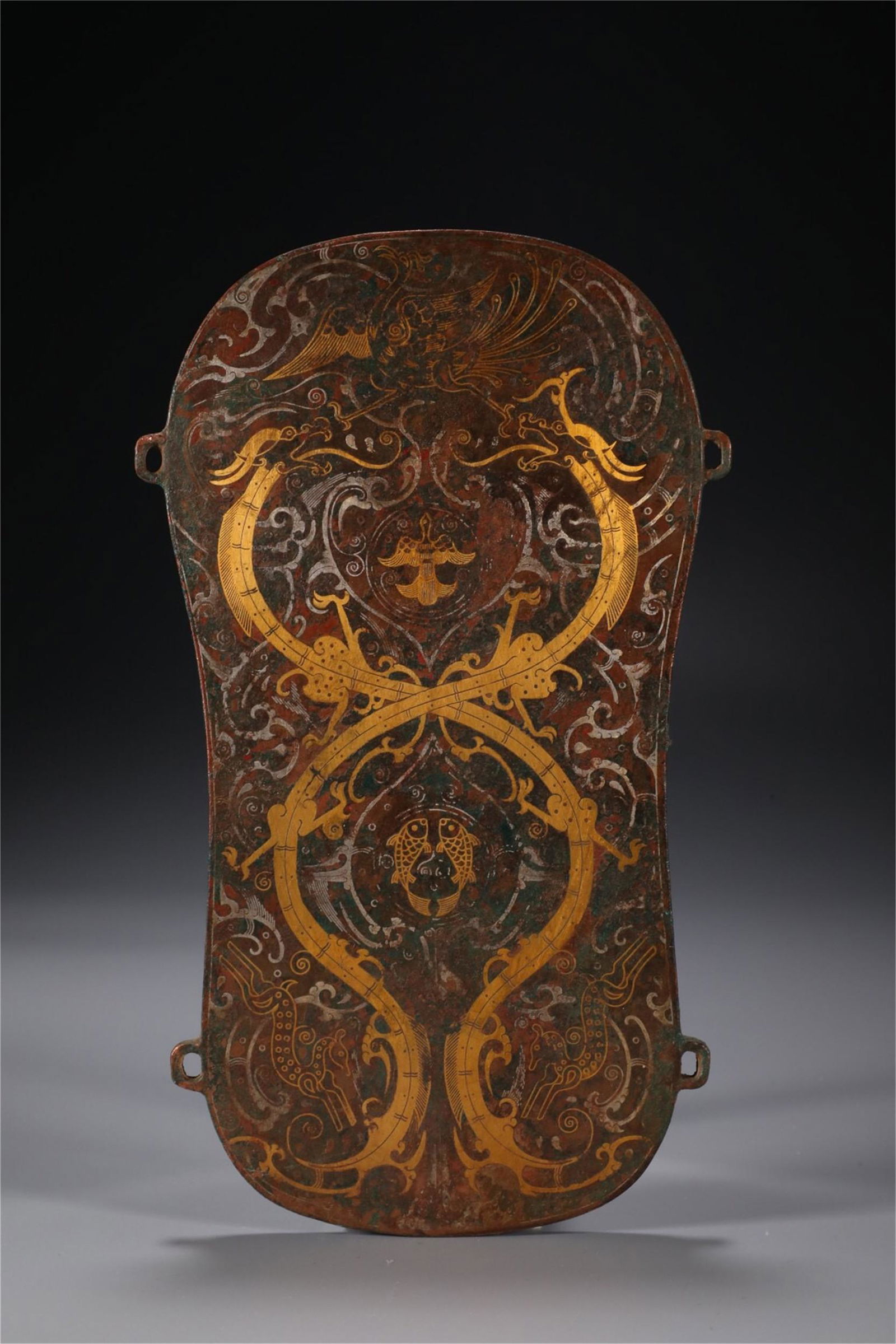 A CHINESE PAINTED GOLD AND SILVER DRAGON ITEM (1 of 9)