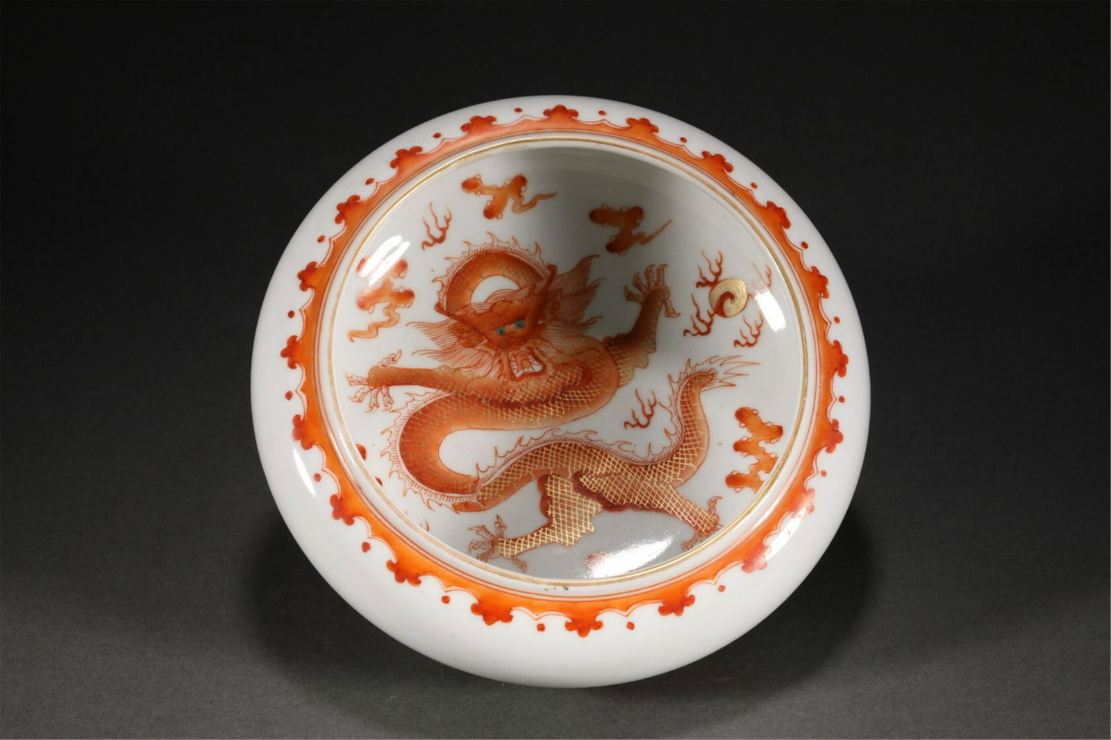 A CHINESE RED DRAGON BRUSH WASHER (1 of 9)