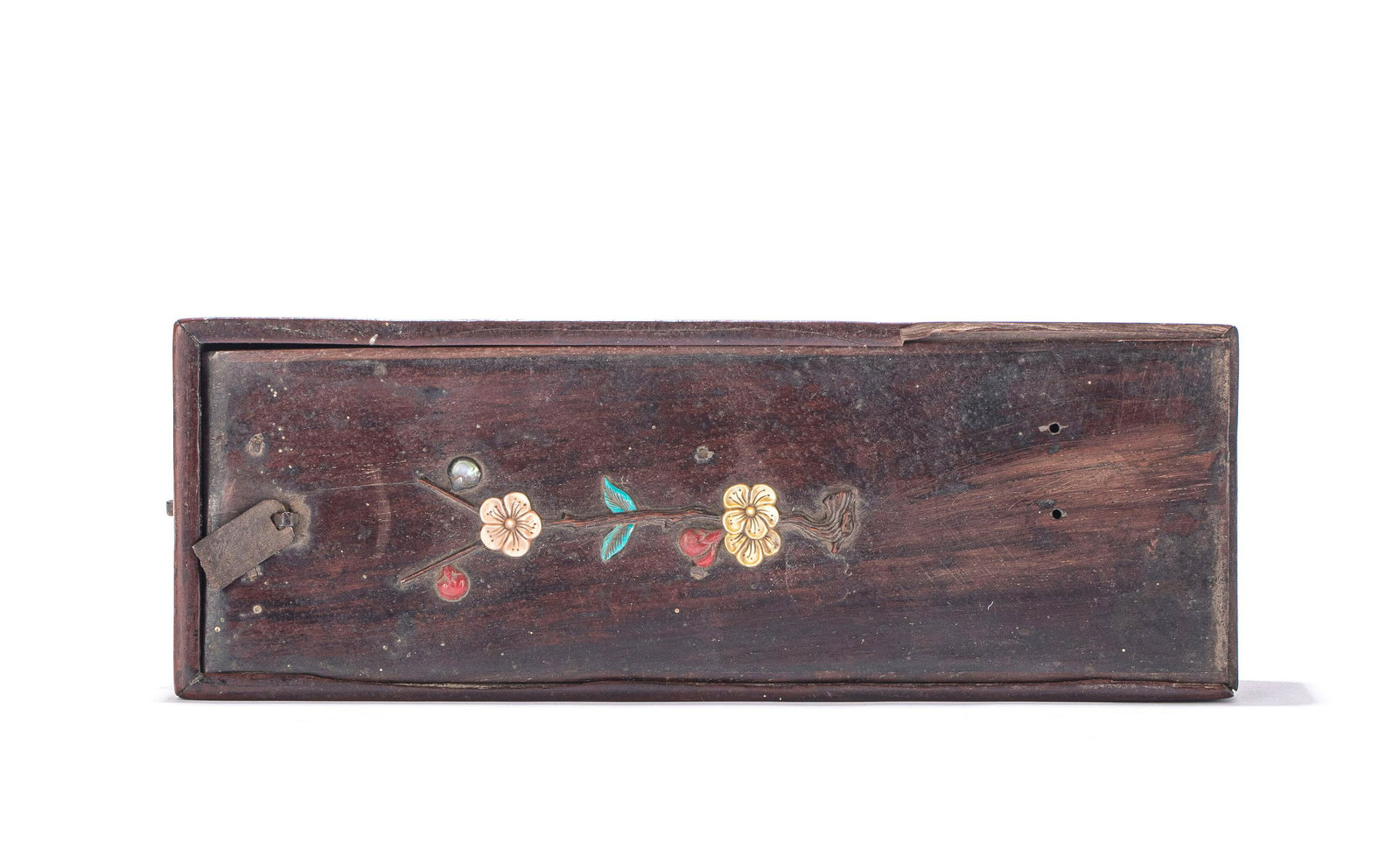 A CHINESE ZITAN INLAID GEMSOTNES BOX (1 of 9)