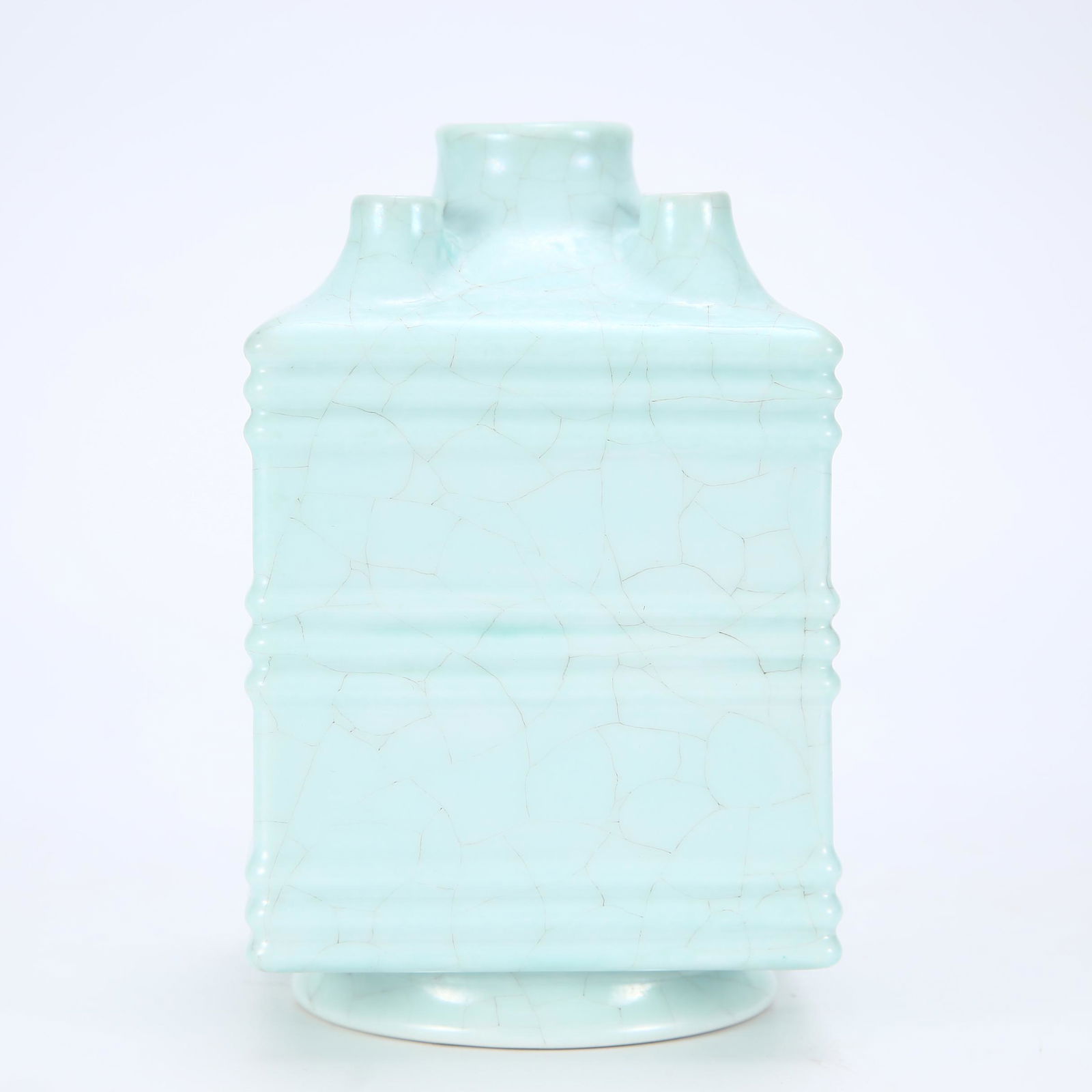 A CHINESE CELADON GLAZE PORCELAIN FIVE TUBE VASE (1 of 9)