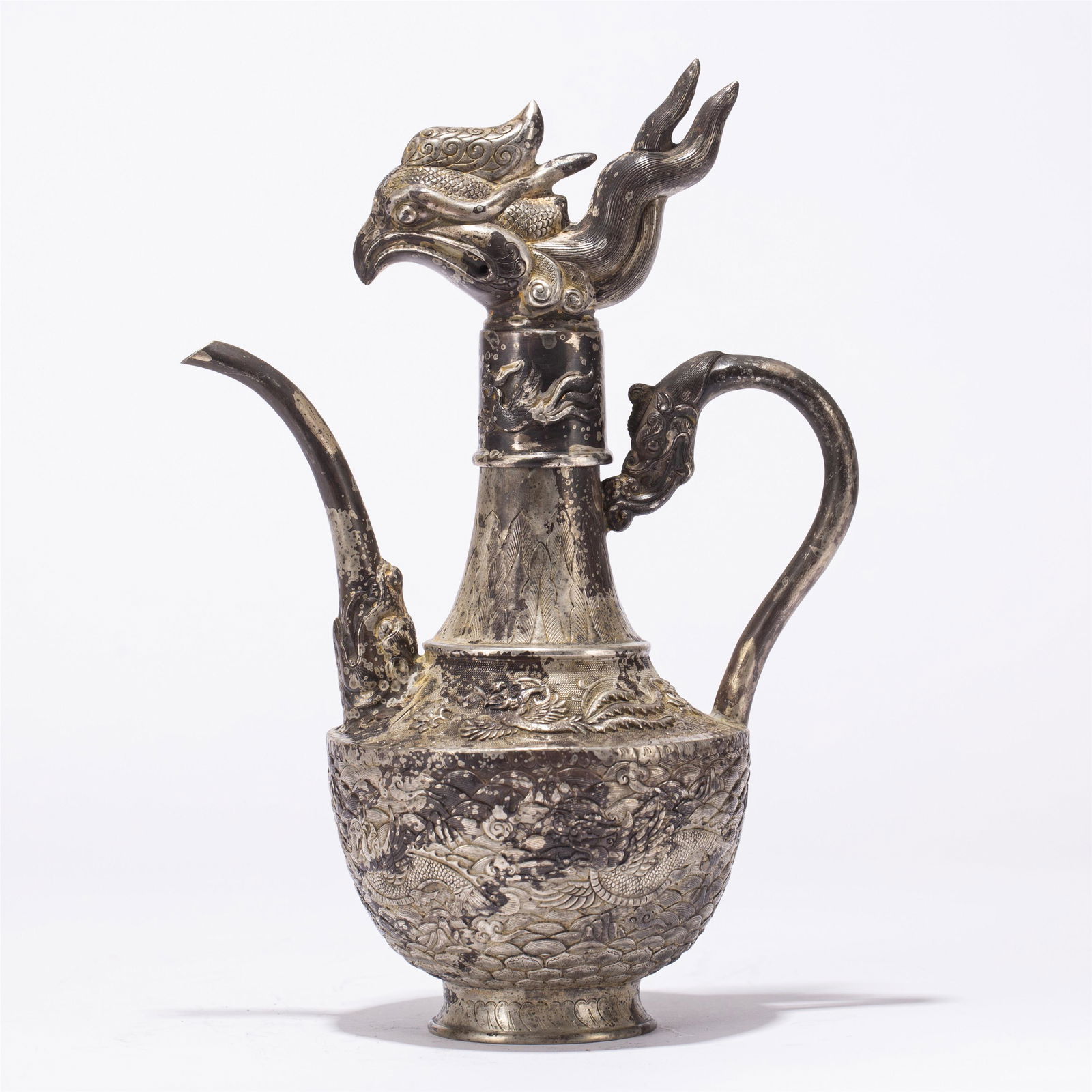 A CHINESE SILVER PHOENIX HEAD EWER (1 of 8)