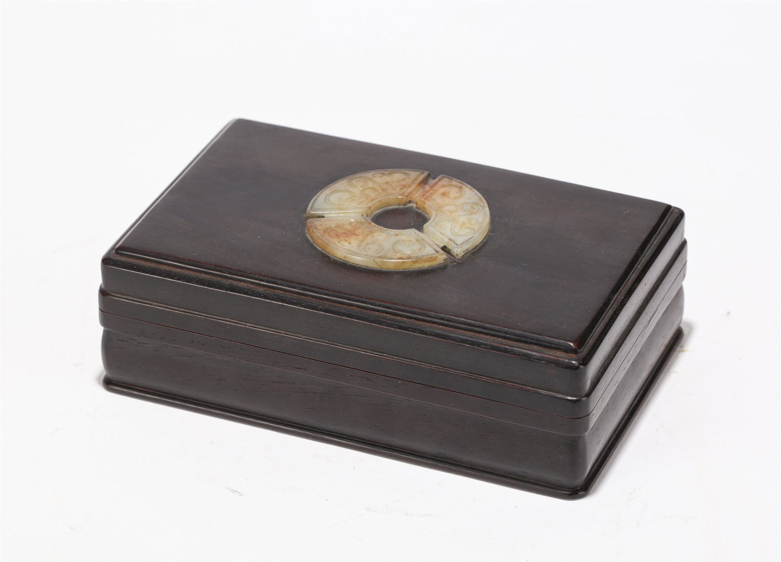 A CHINESE ZITAN INLAID JADE BOX (1 of 7)